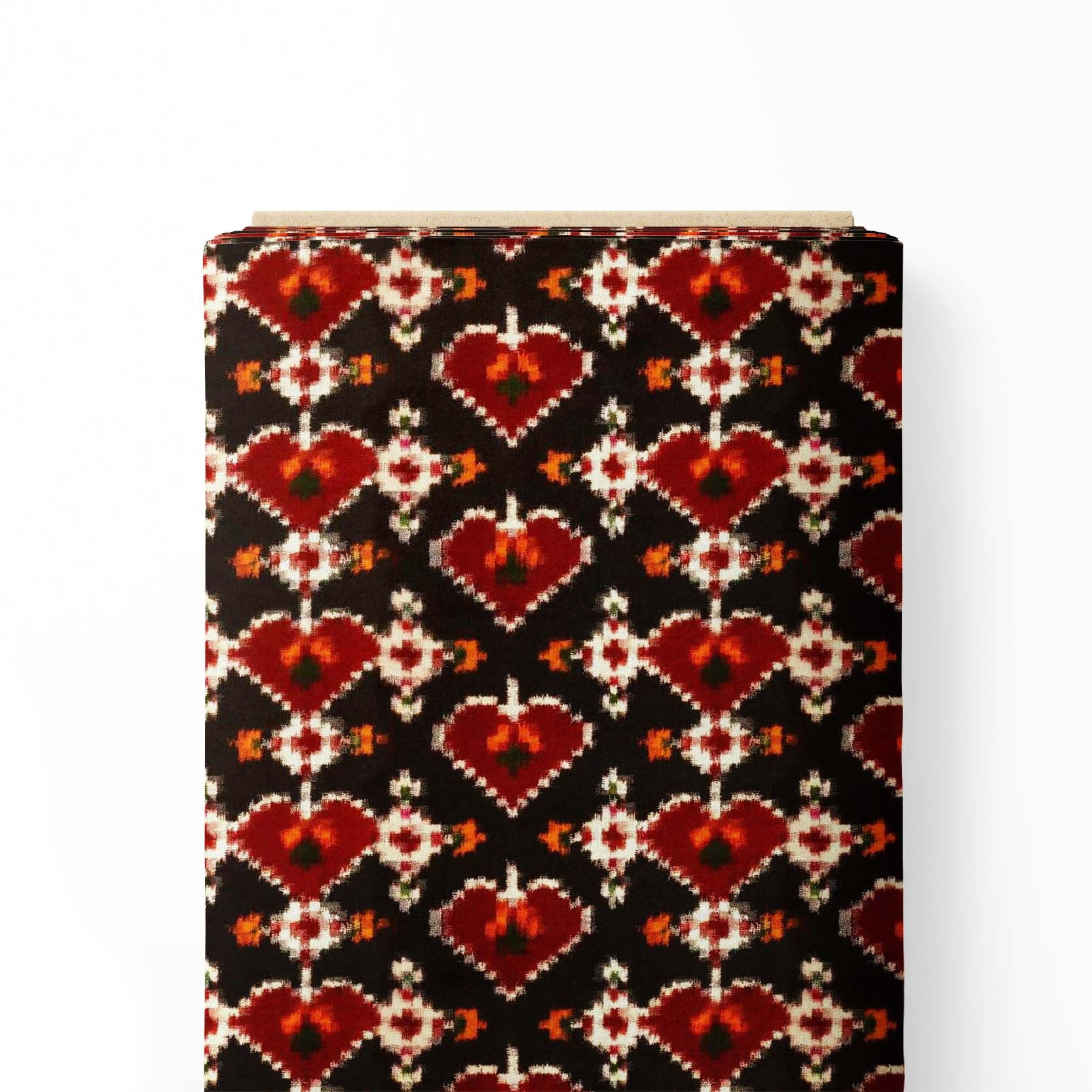 Red double hearts ikat
