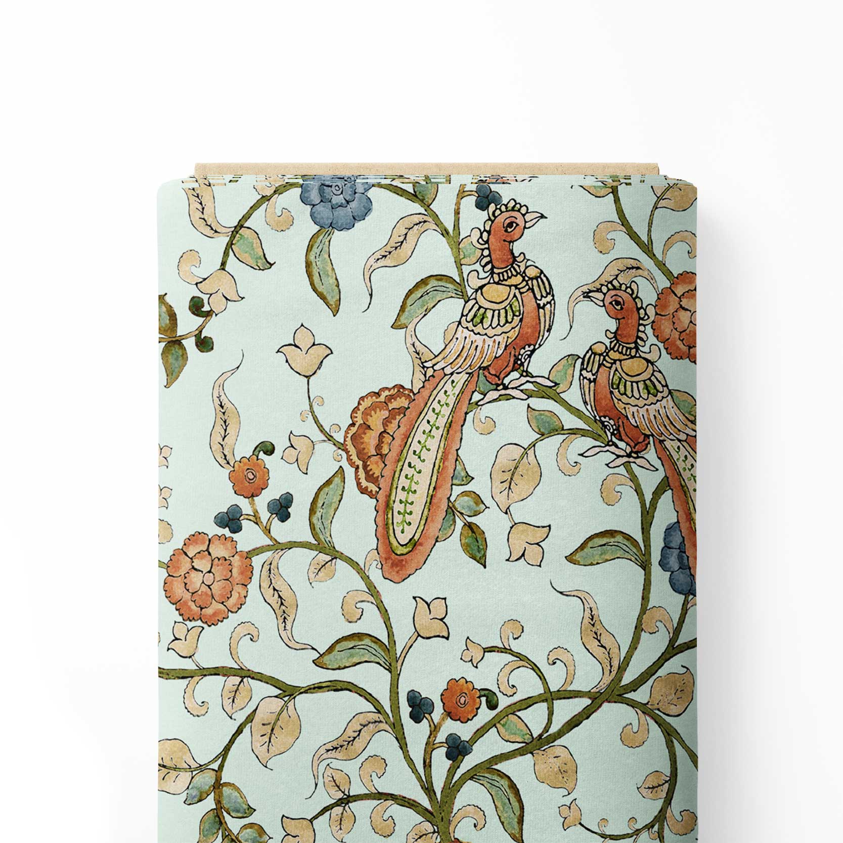 Peacock Paradise Kalamkari Print Fabric