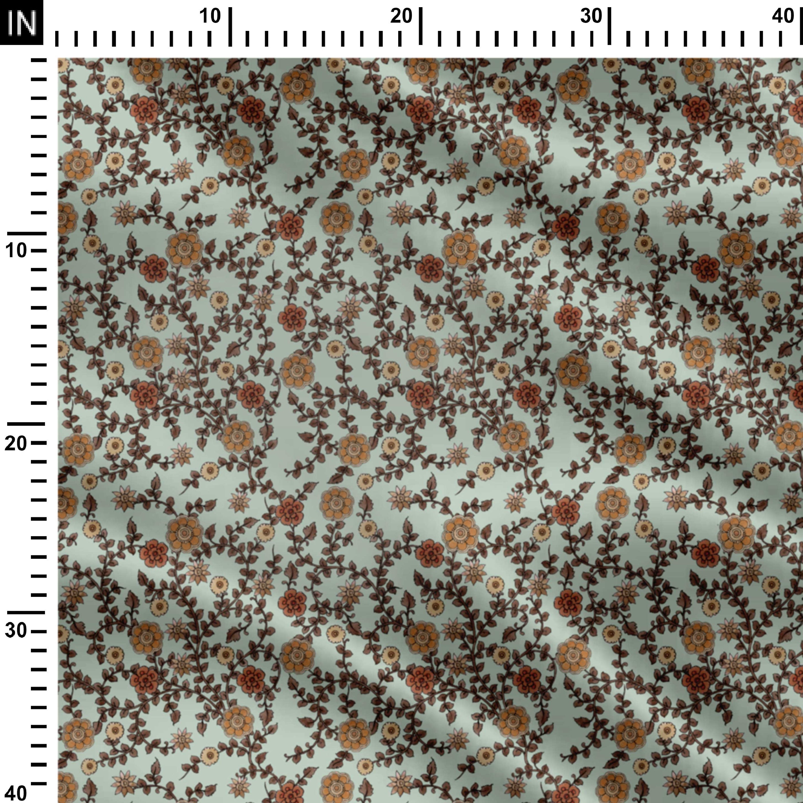 Walnut Cream Floral Print Fabric