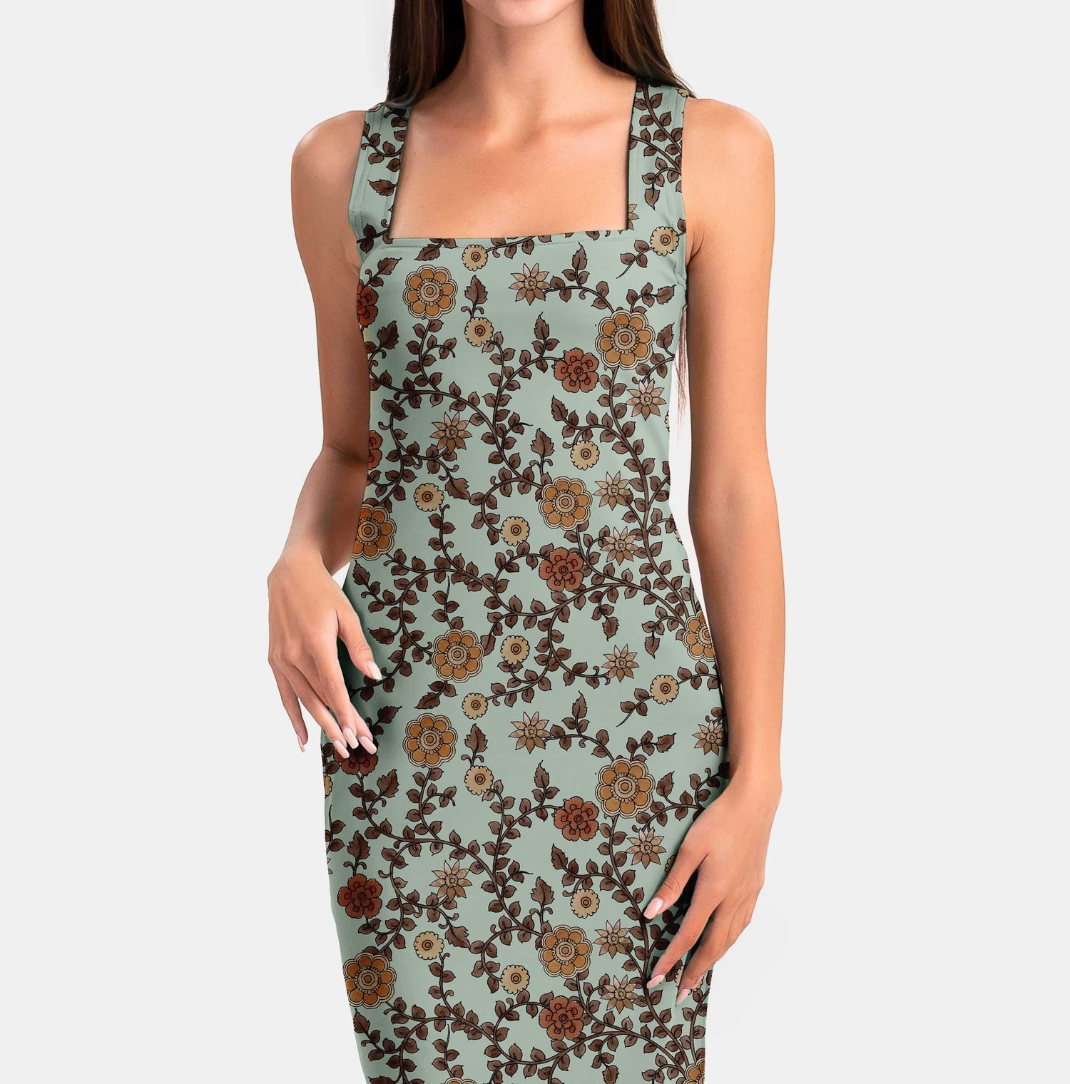 Ընկույզի կրեմ ծաղկային տպագրության գործվածք