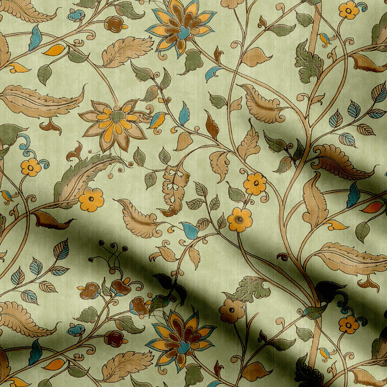 Bliss Brazen Floret Kalamkari Print Fabric