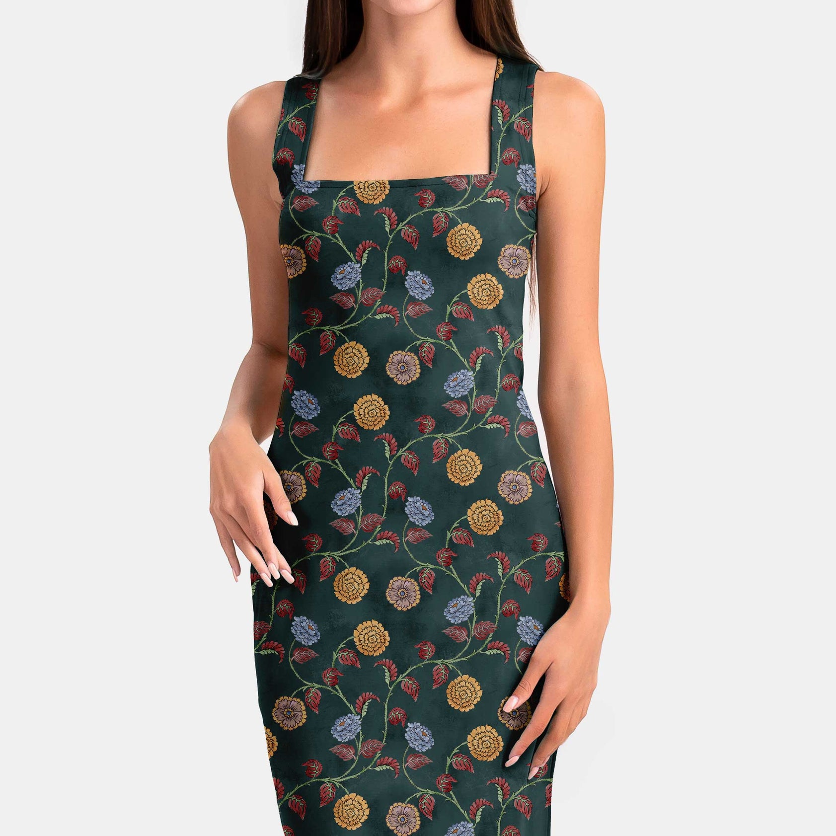 रॉयल डार्क कलमकारी प्रिंट फैब्रिक