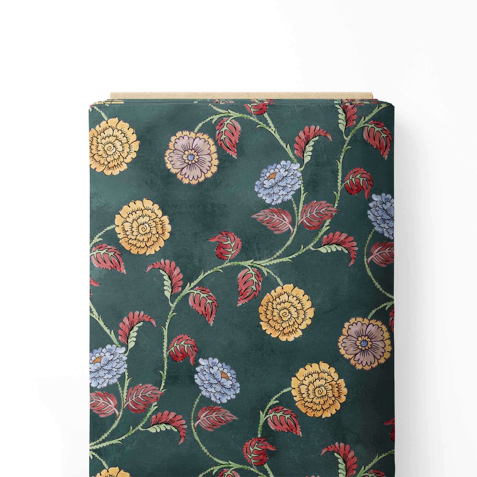 रॉयल डार्क कलमकारी प्रिंट फैब्रिक