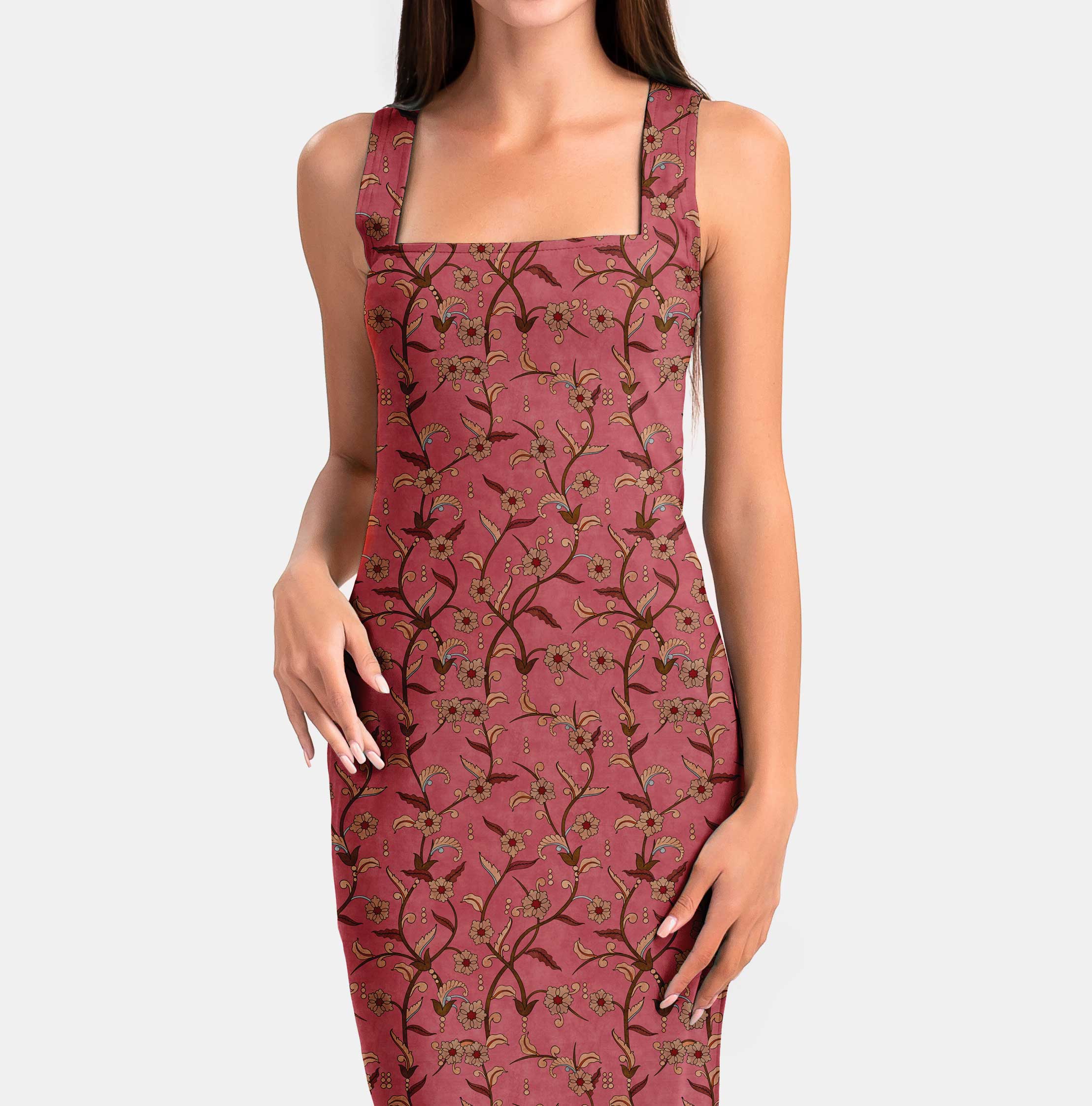 Tranquil Peach Kalamkari Print Fabric