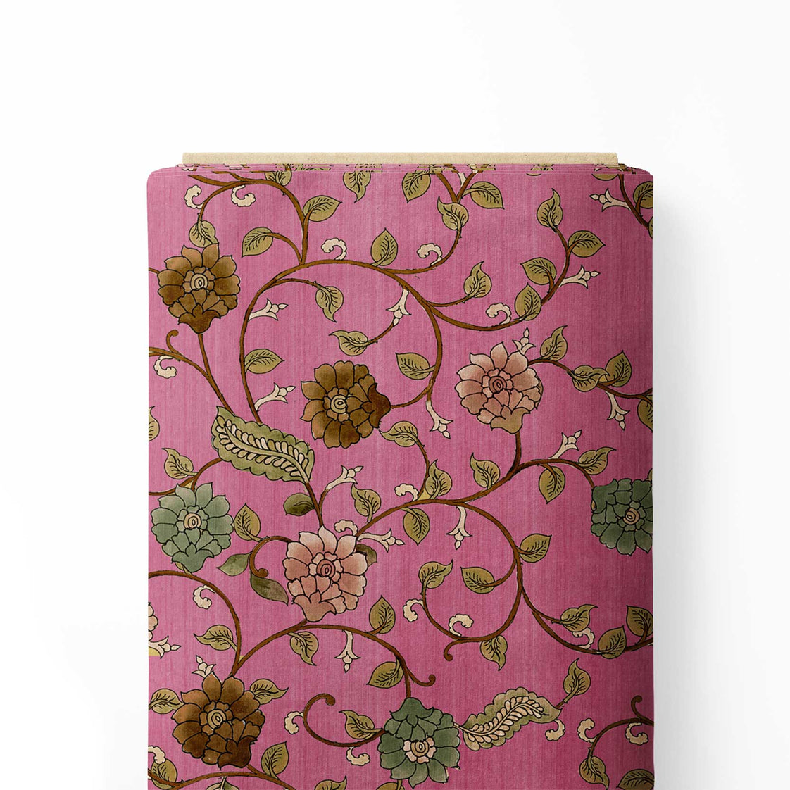 Poetry Lullaby Pink Kalamkari Print Fabric