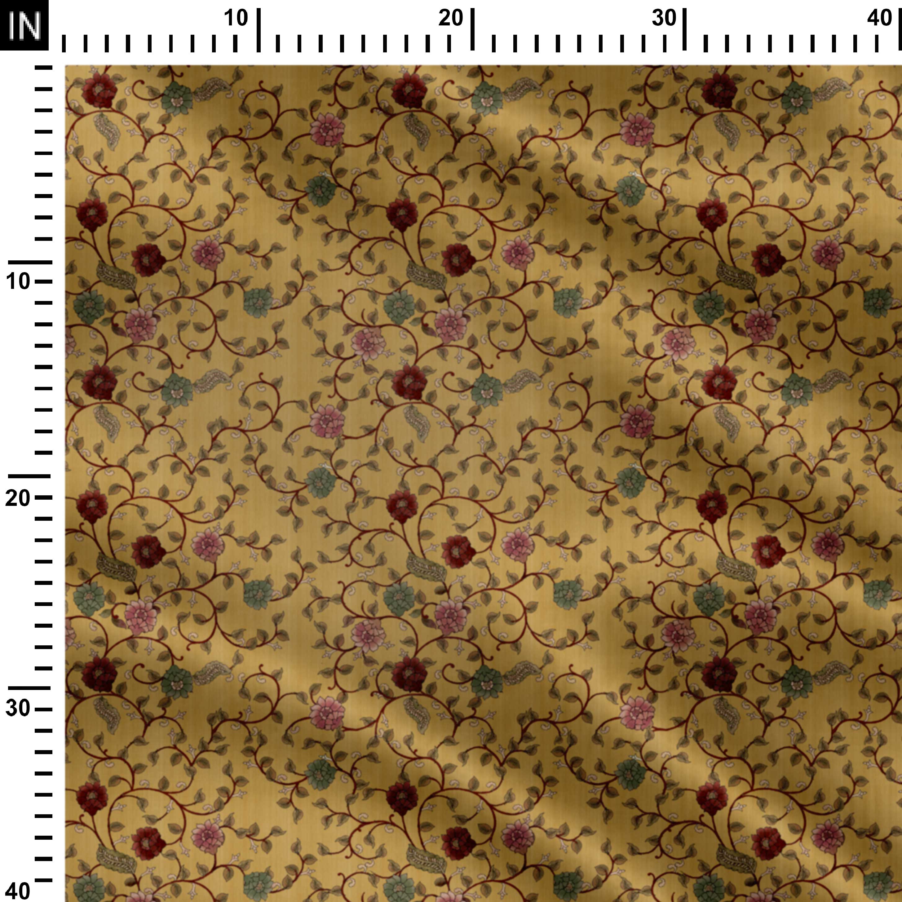 Poetry Lullaby Yellow Kalamkari Print Fabric