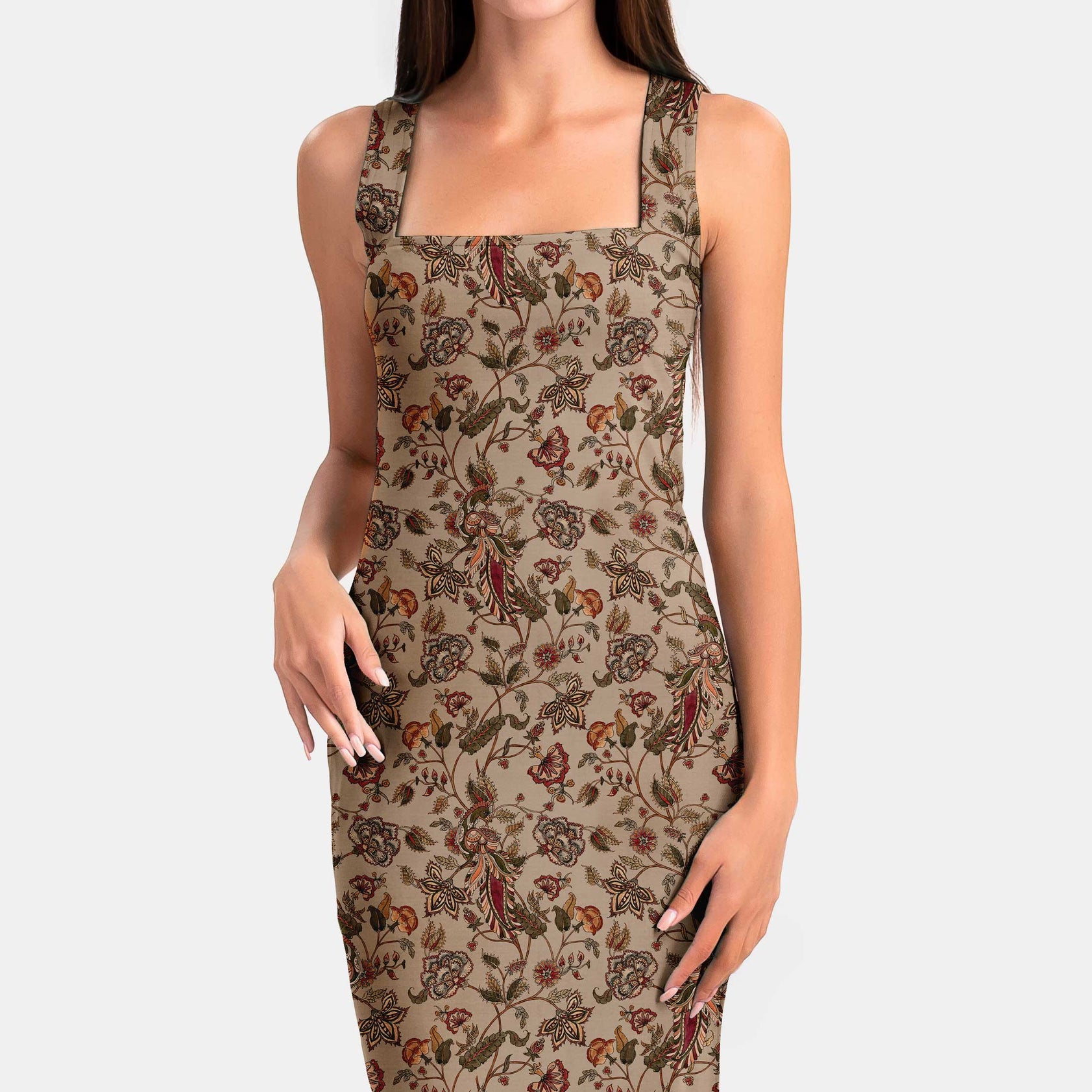 Peacock Serenity Kalamkari Print Fabric