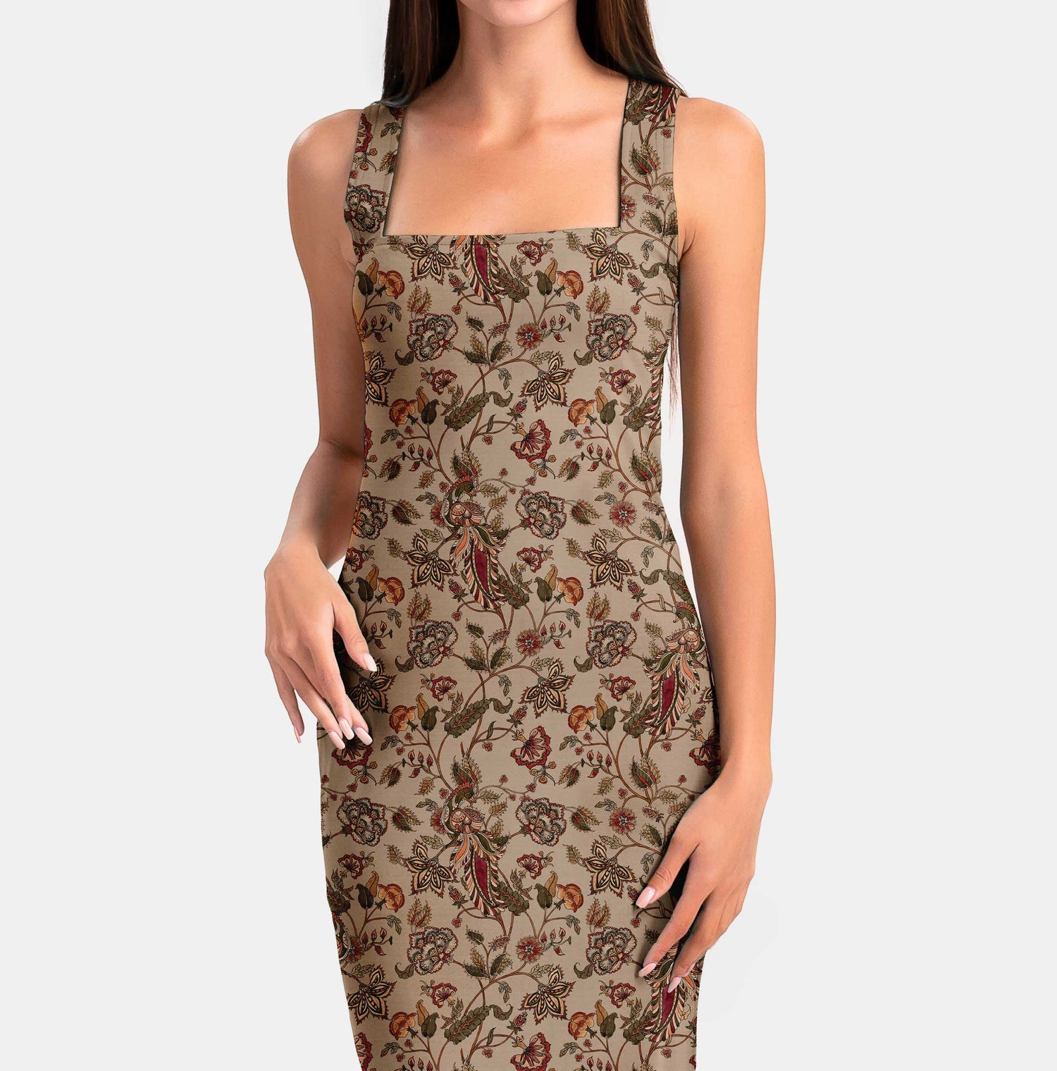 Peacock Serenity Kalamkari Print Fabric