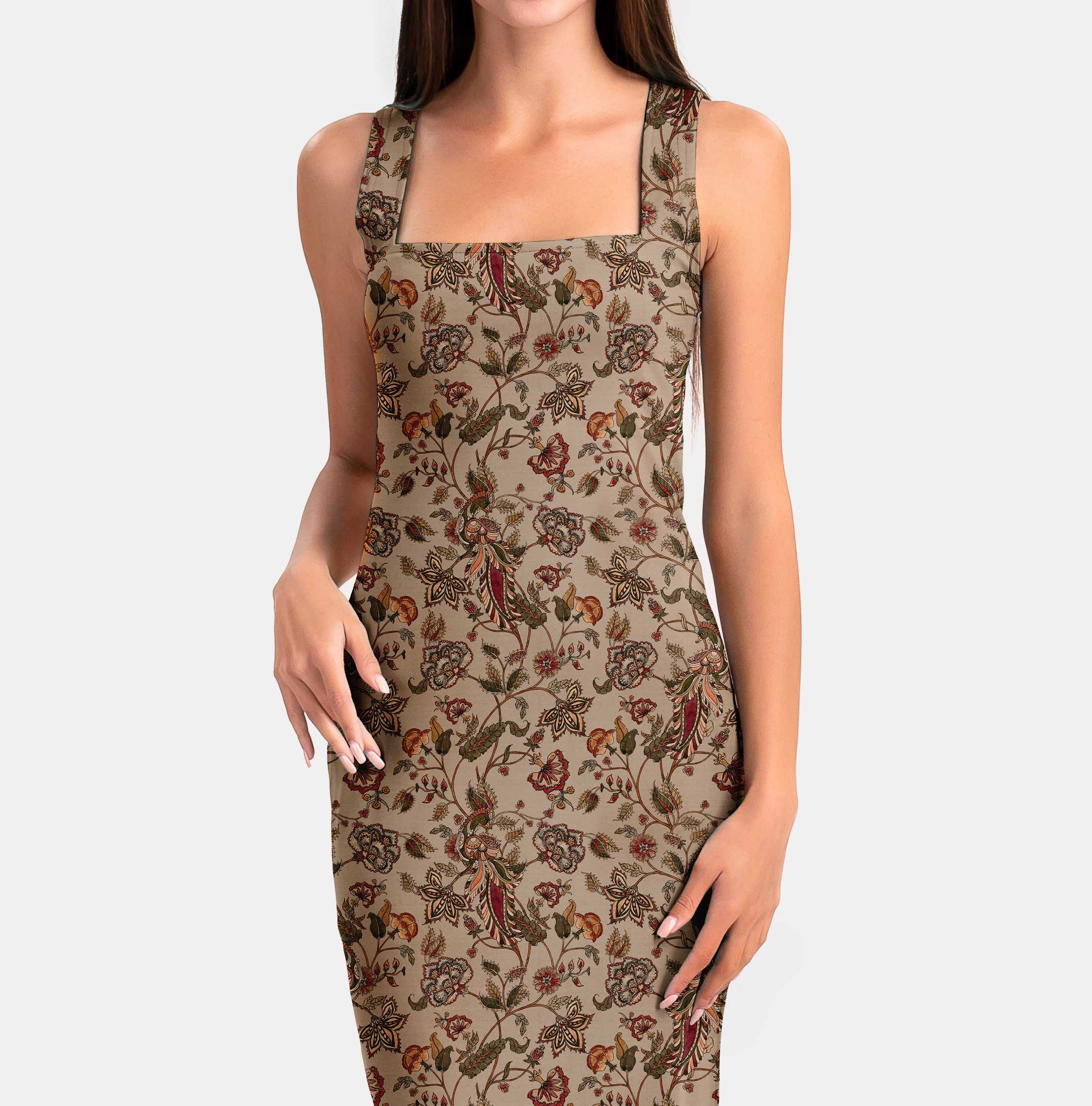 Peacock Serenity Kalamkari Print Fabric