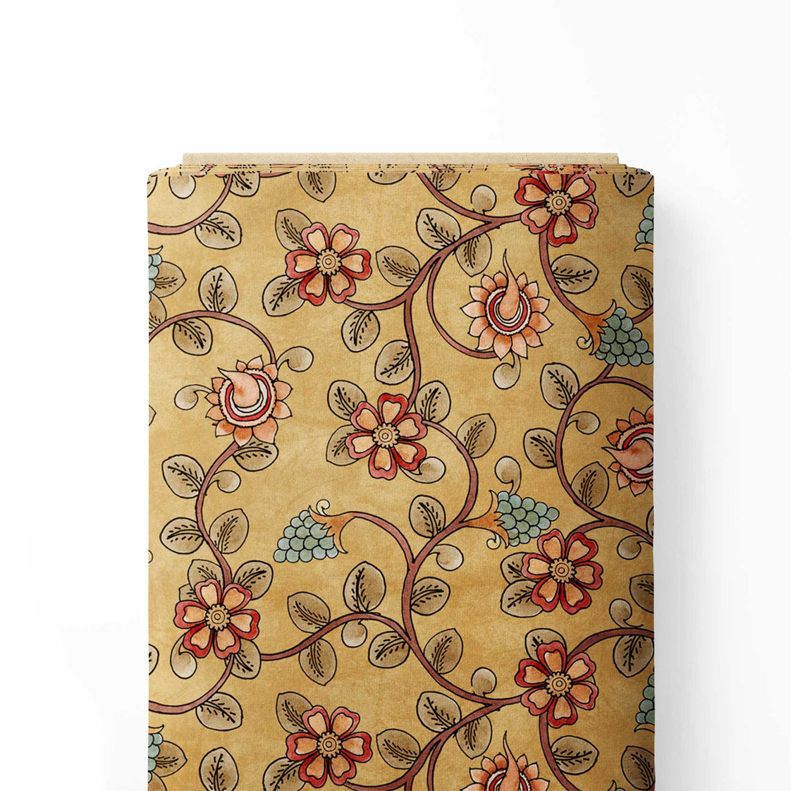 Leaves of Love Kalamakri Print Fabric