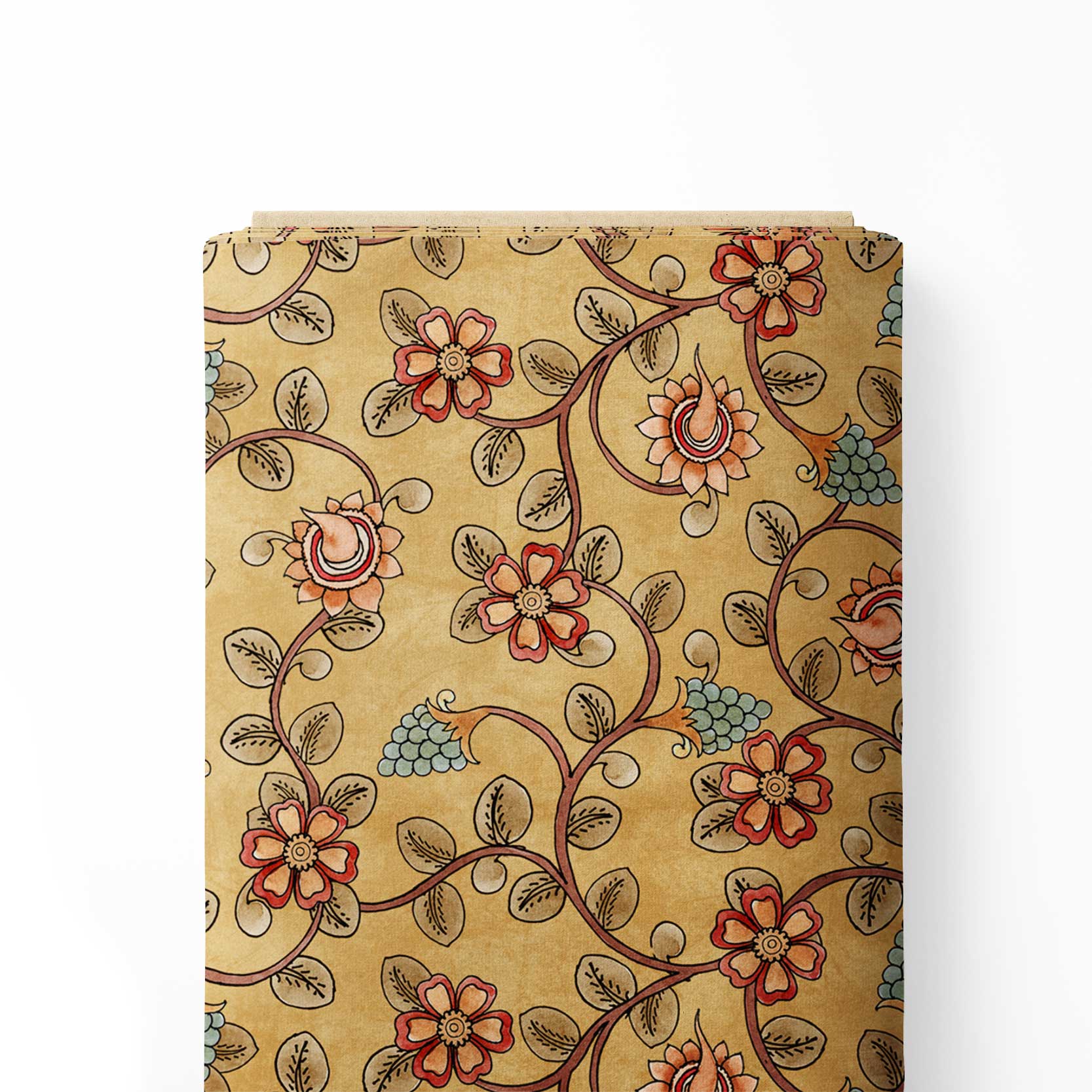 Leaves of Love Kalamakri Print Fabric