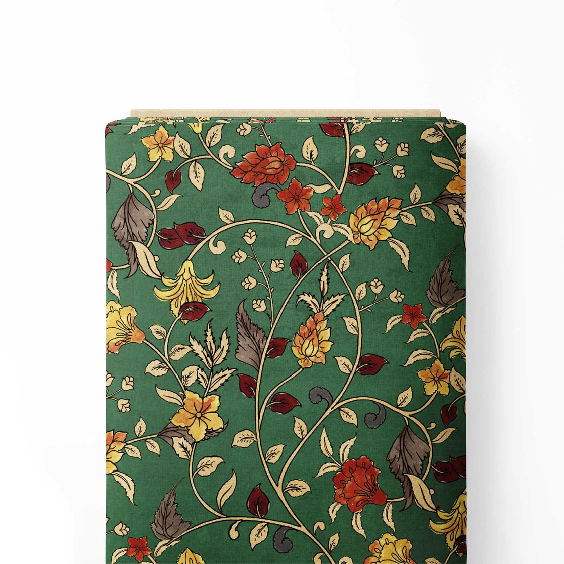 Peacock Prowess Loom kalamkari Print Fabric