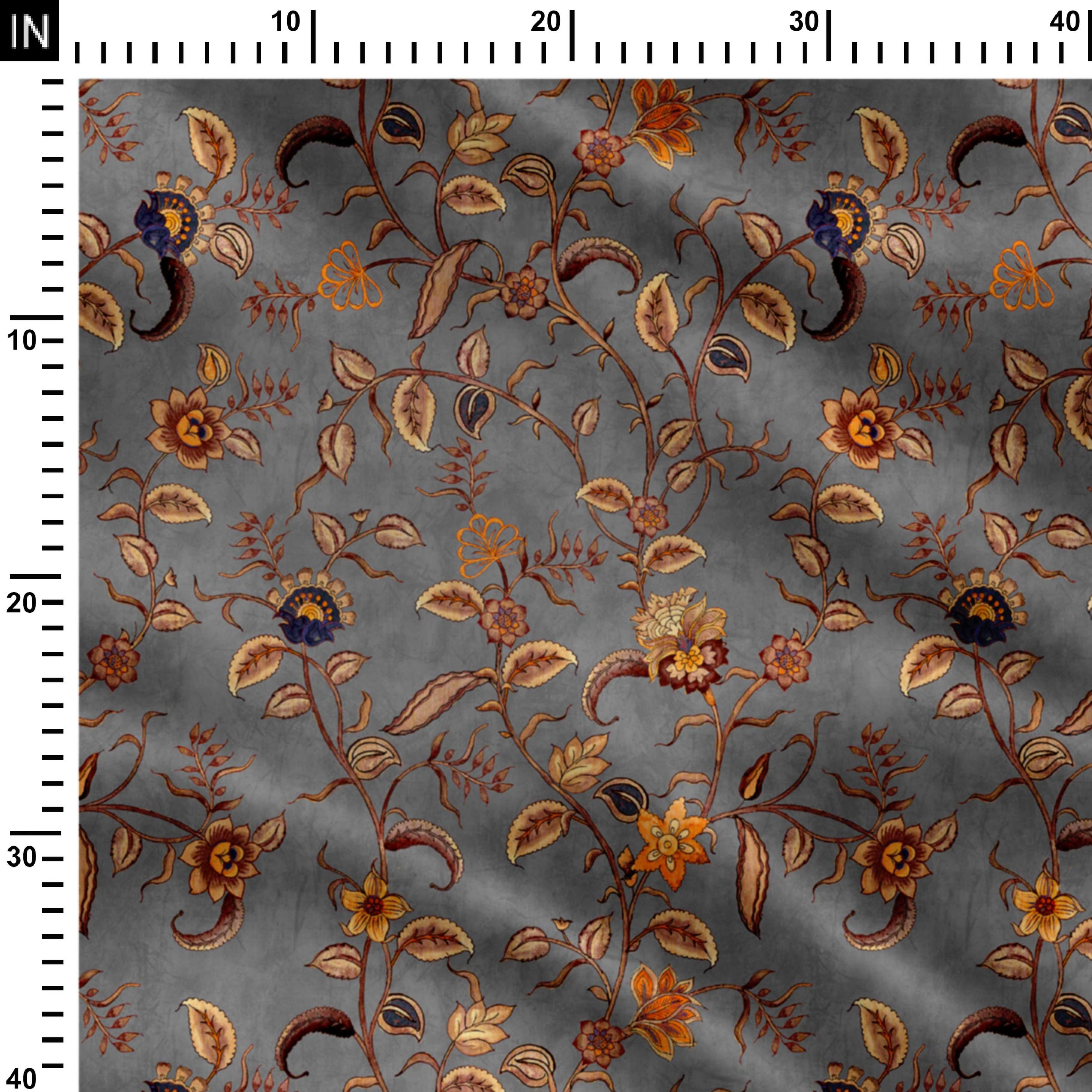 सिल्वर डेज़ी प्रिंट फ़ैब्रिक