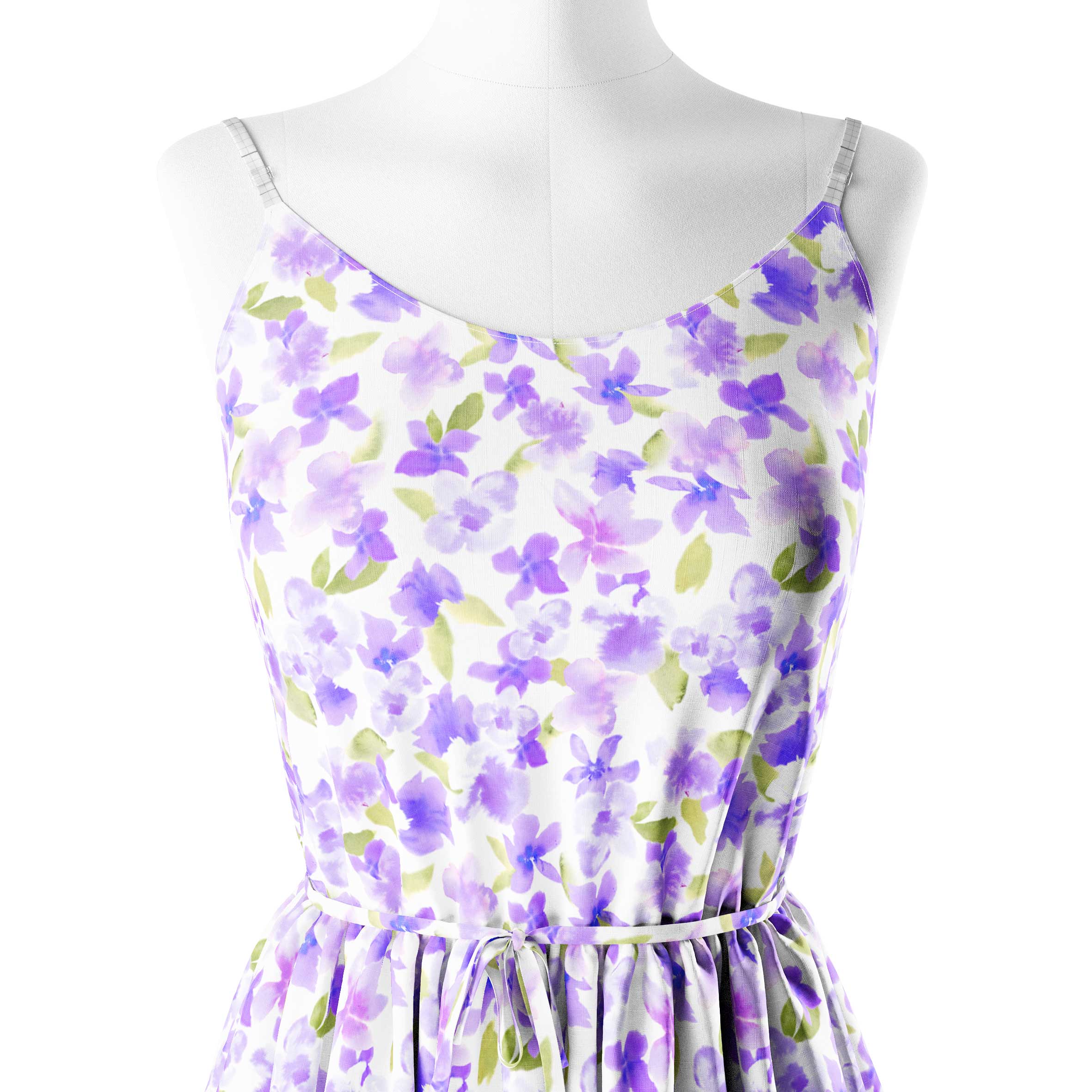 Lilac Watercolor Blooms Print Fabric