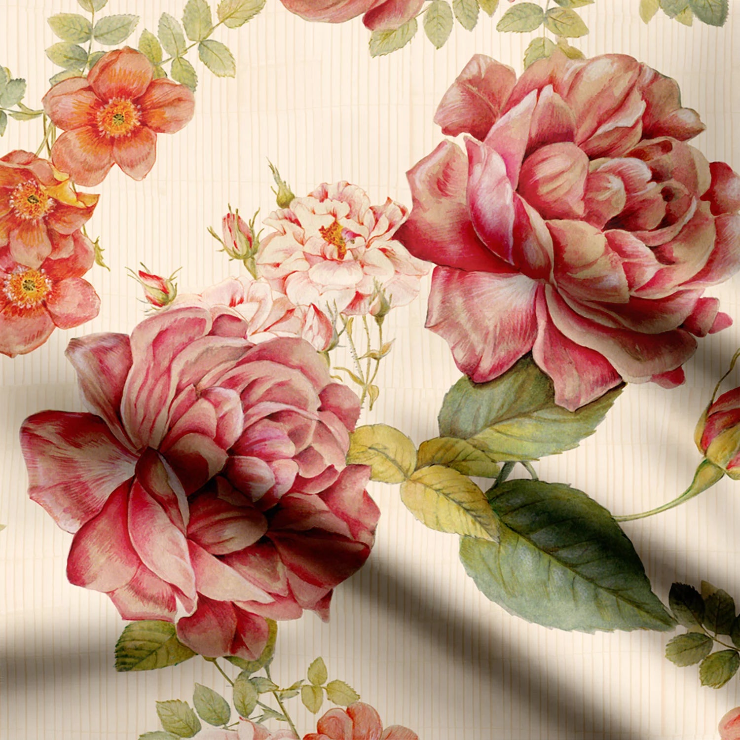 Cream Peony Print Fabric