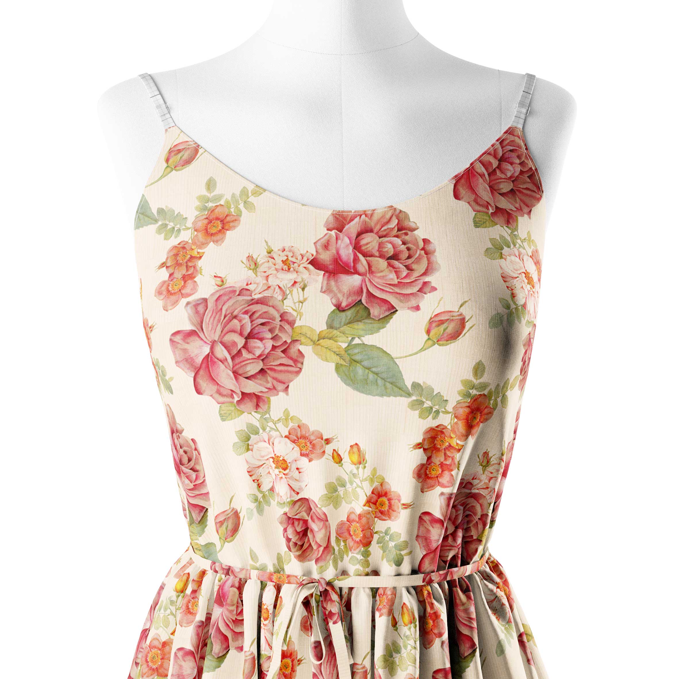 Cream Peony Print Fabric