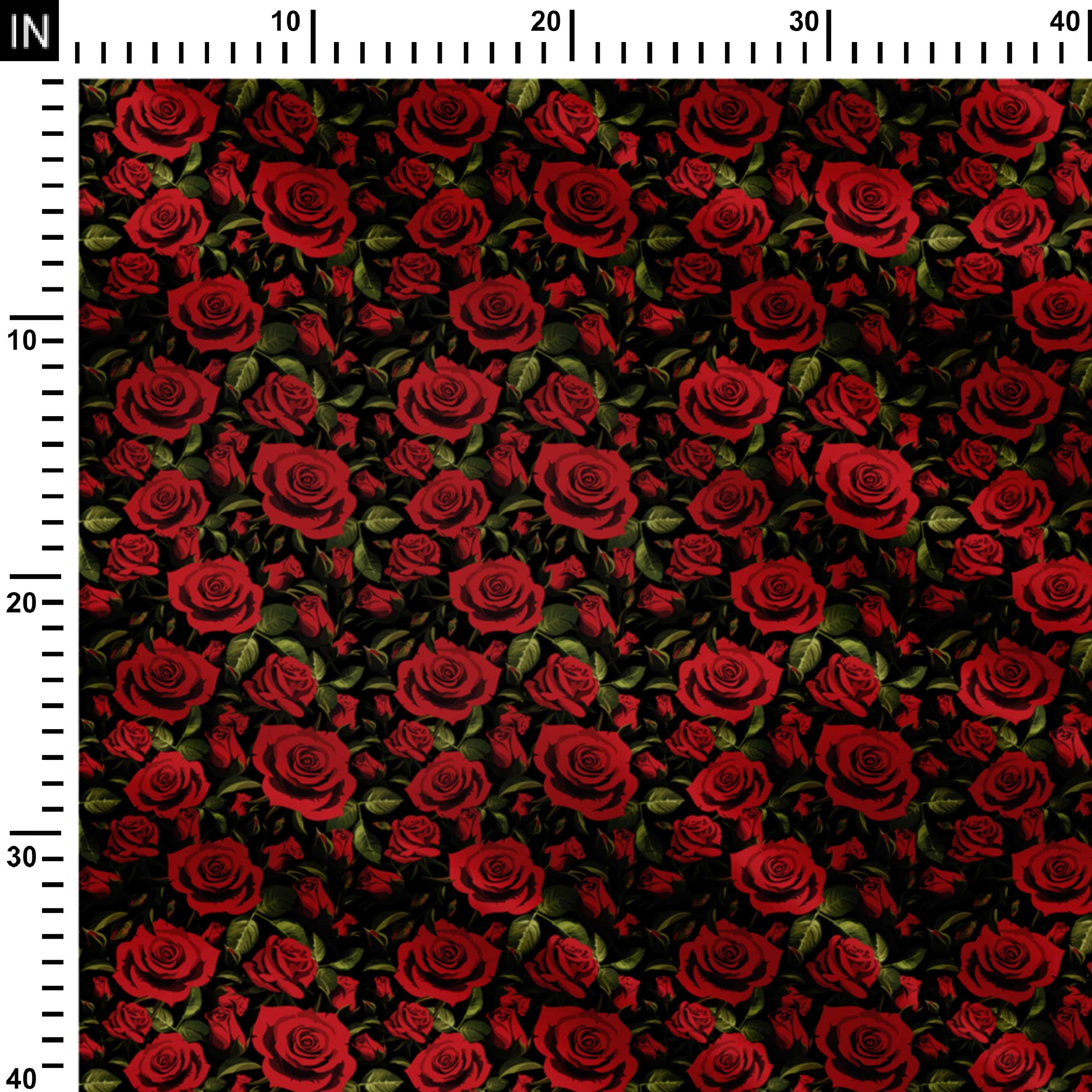 Red Rose Flower Print Fabric
