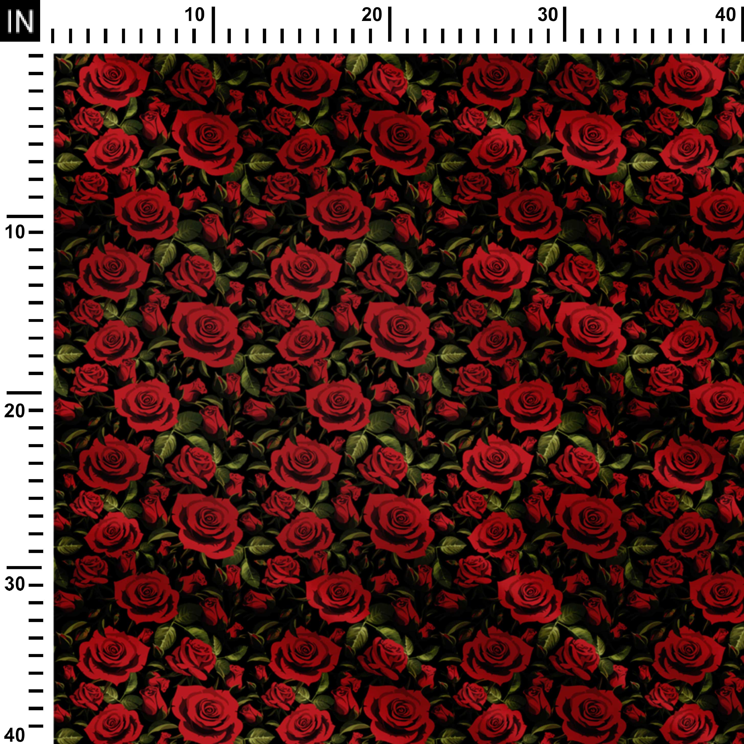 Red Rose Flower Print Fabric