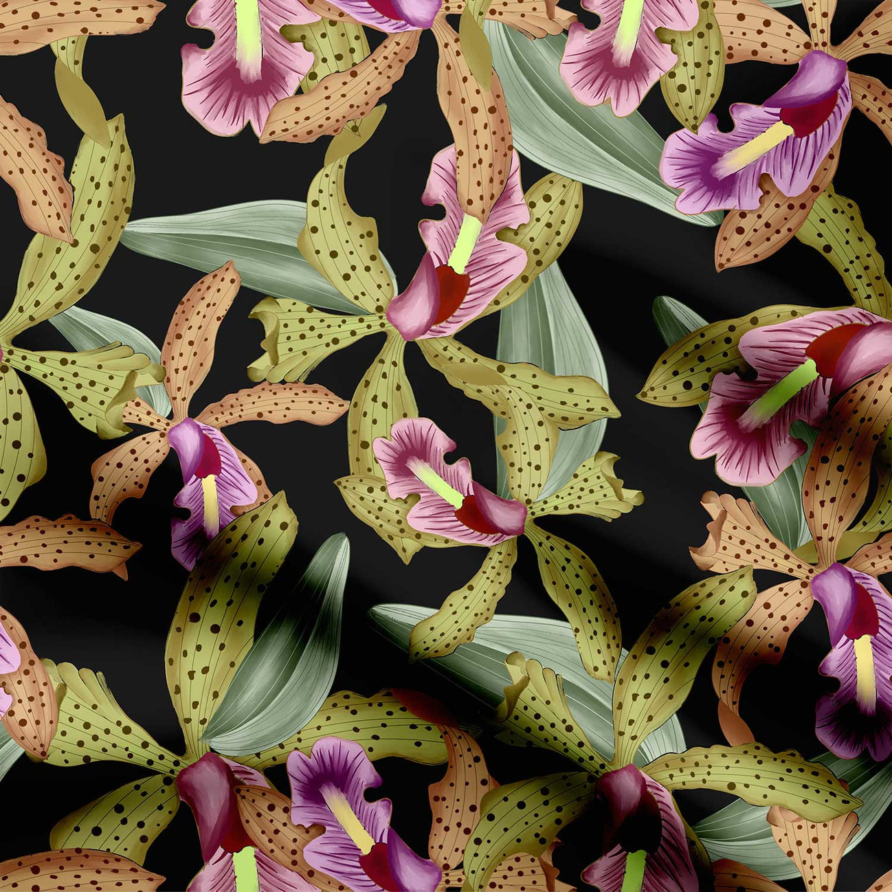 Orchid floral Print Fabric