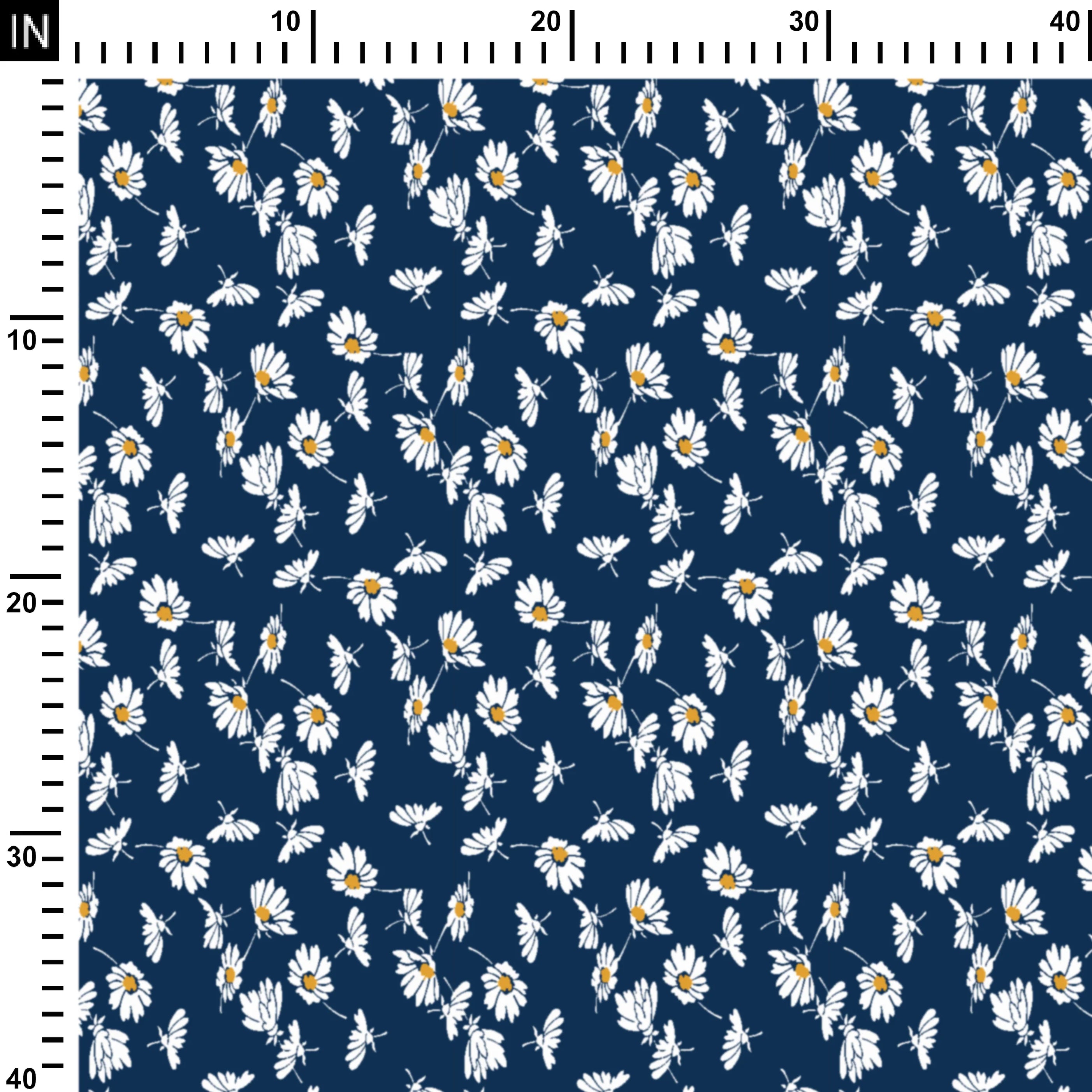Navy Background Chamomile Floral Seamless Pattern