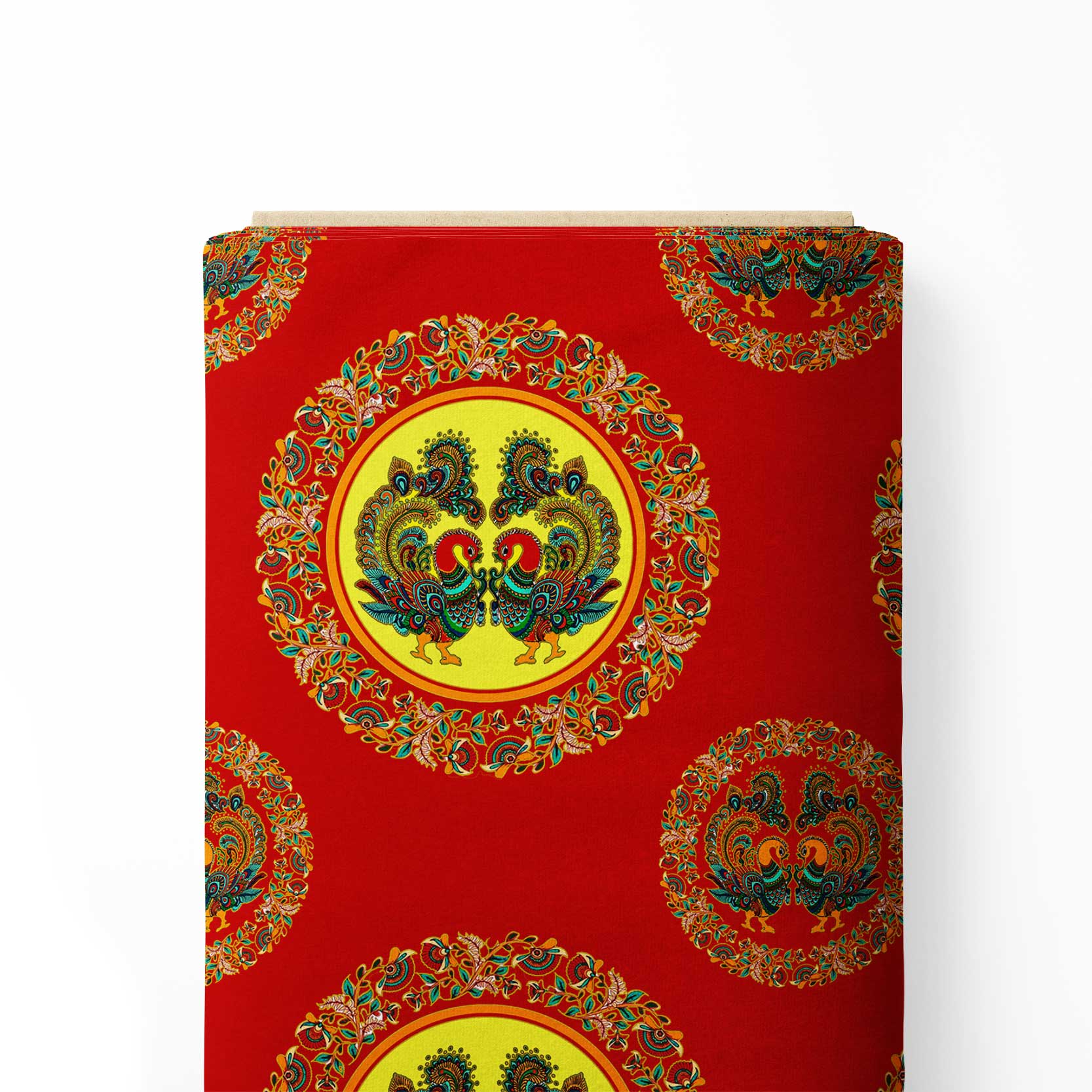 KALAMKARI Peacock Florals - Rouge