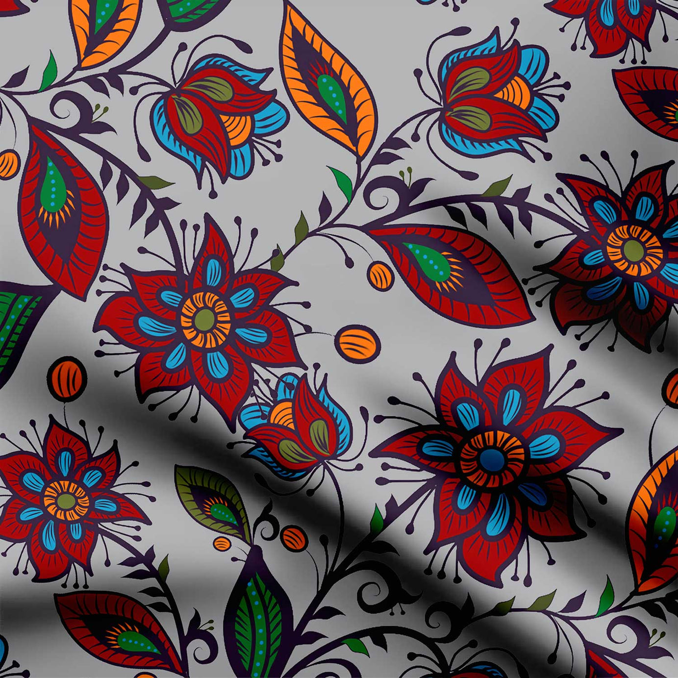 Colorful kalamkari leaf flower