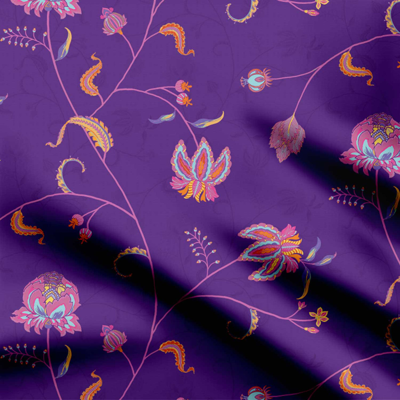 Purple floral chintz