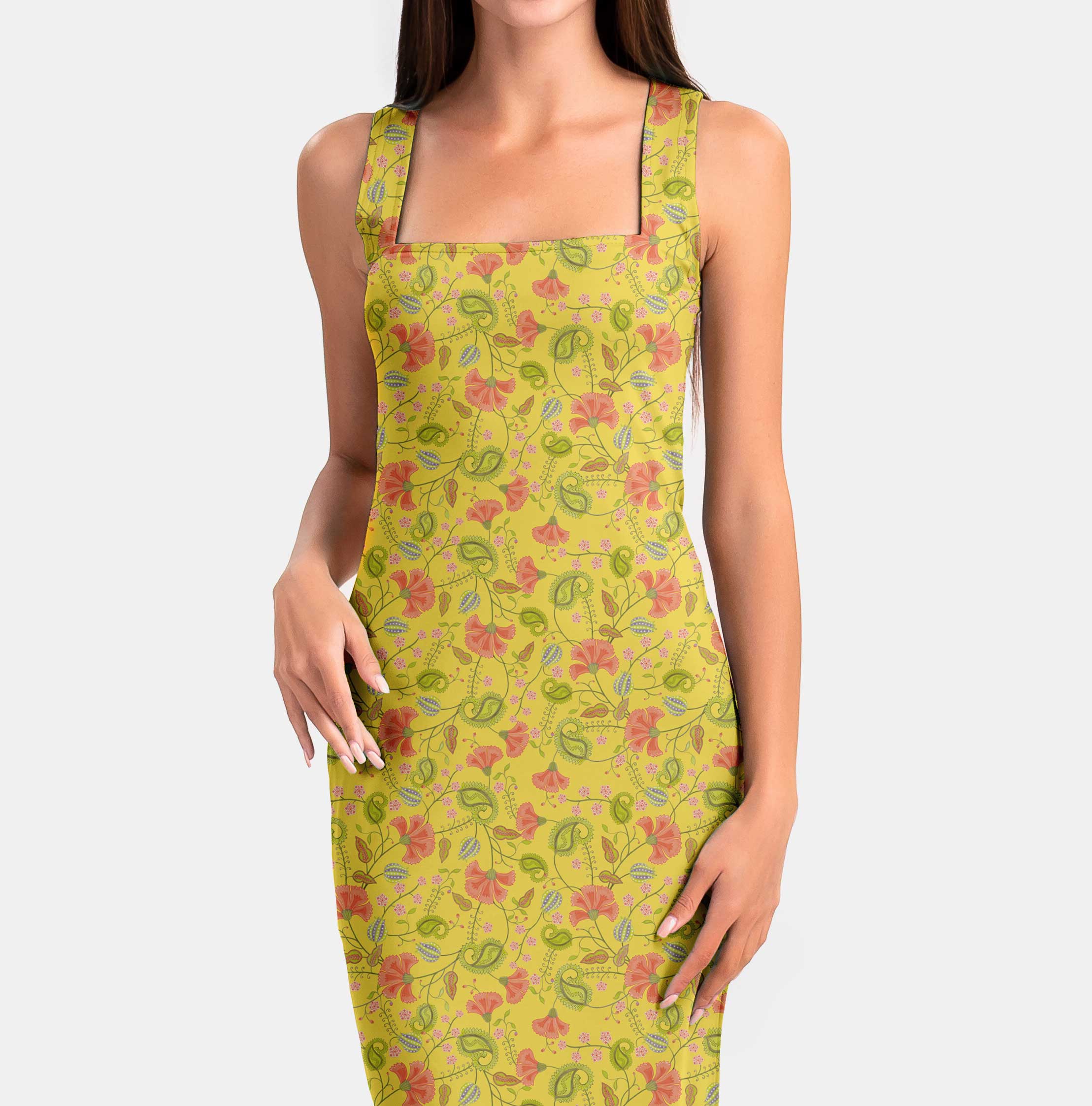Chintz Ditsy Floral in Yellow Print Fabric