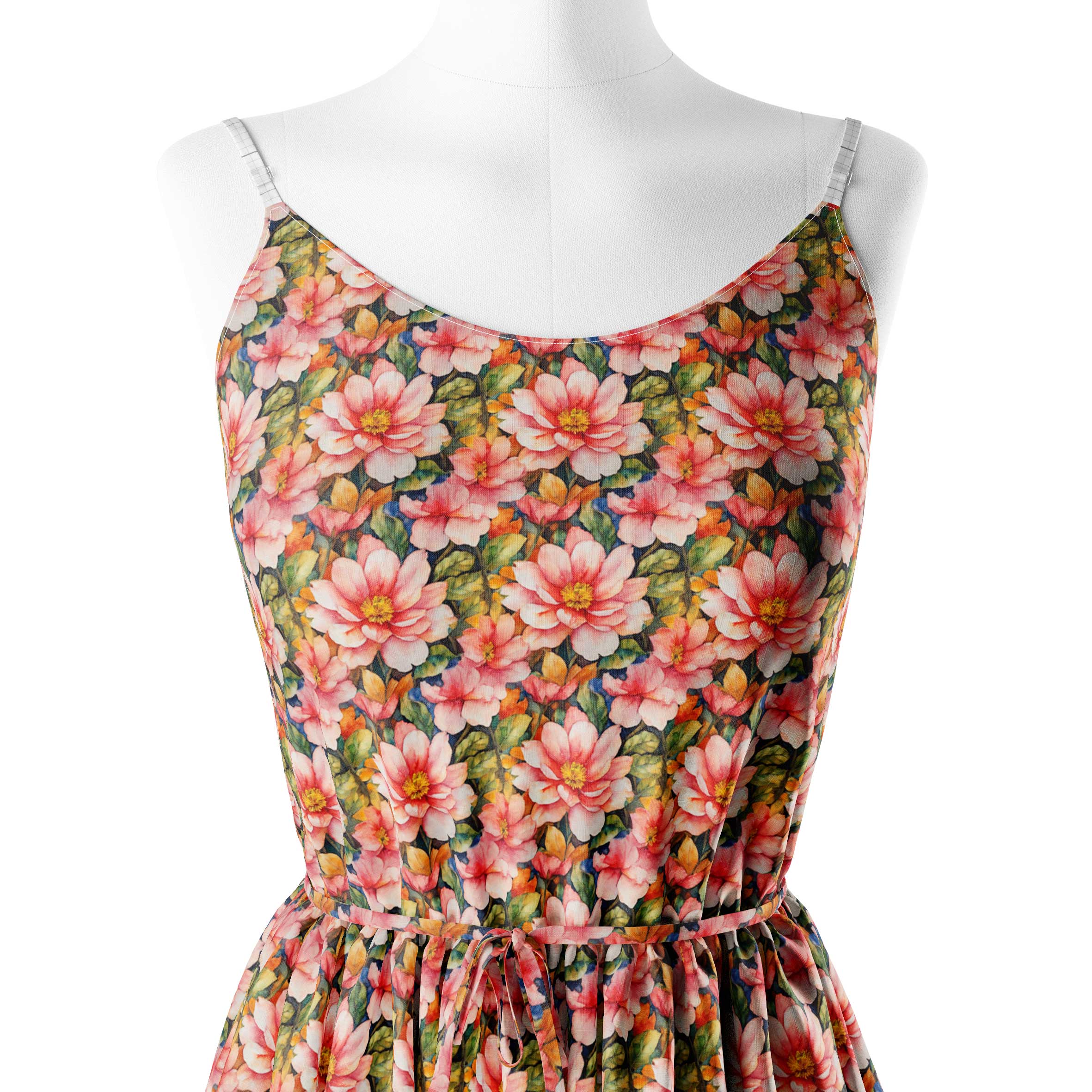 Big Pink Watercolor Floral Print Fabric