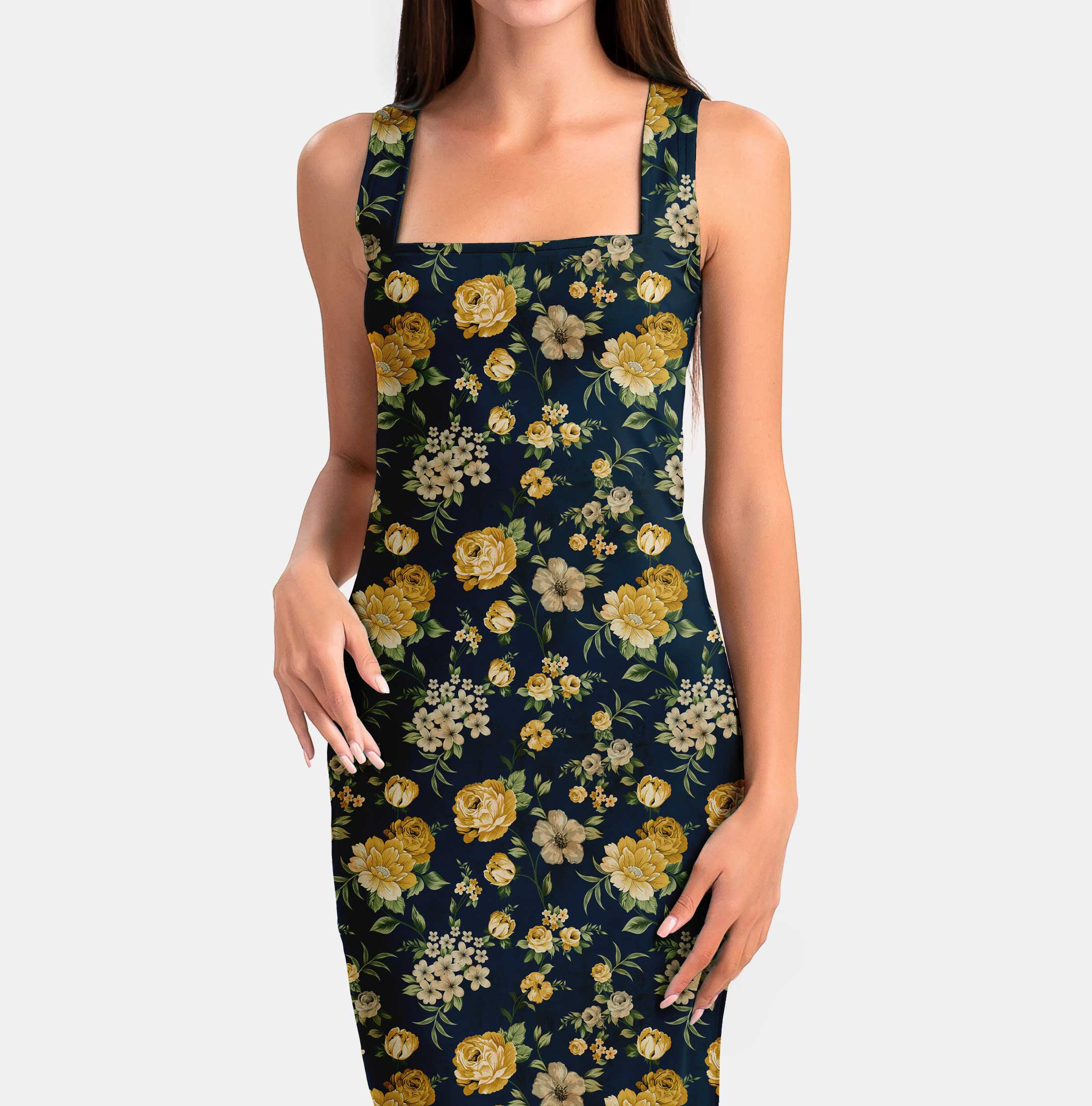 Golden Roses Print Fabric