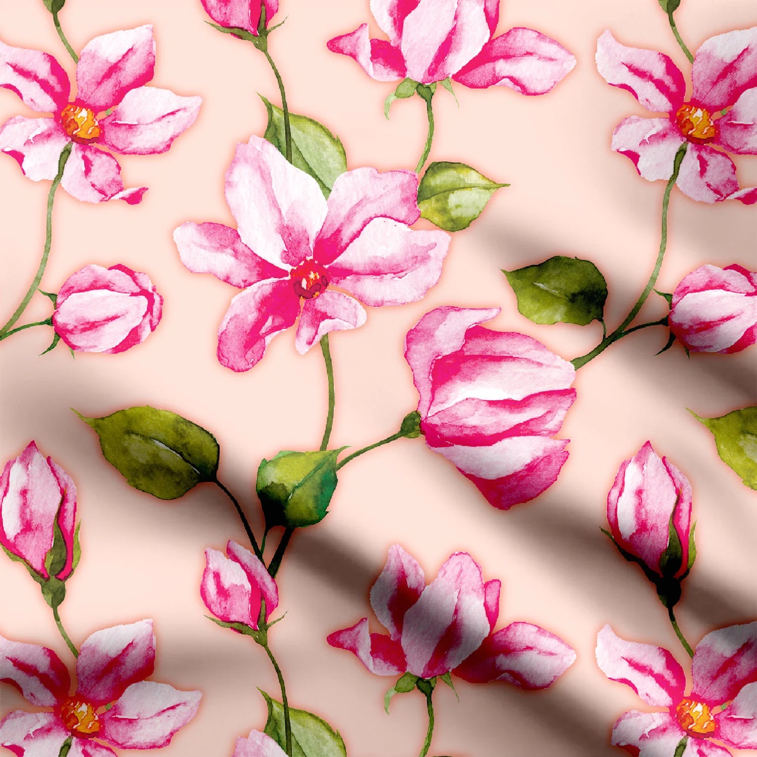 Pink Champa Print Fabric