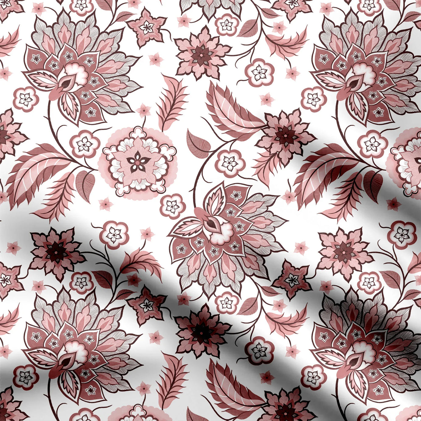 Floral Chintz Brown Print Fabric