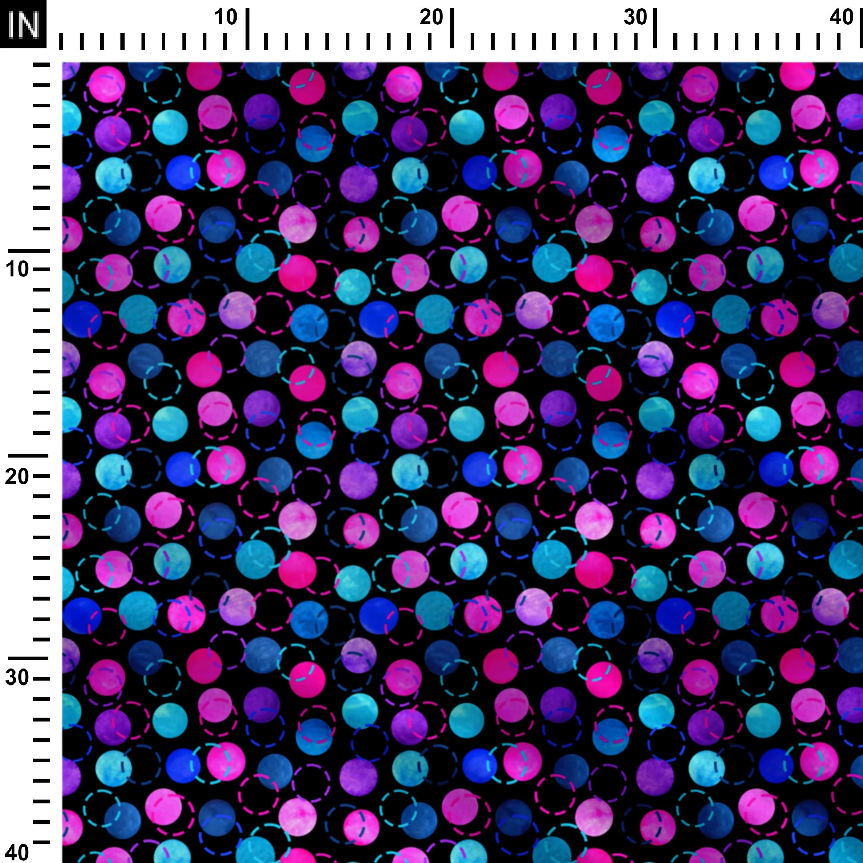 Painted Polka Dots And Dashed Circles Print Fabric