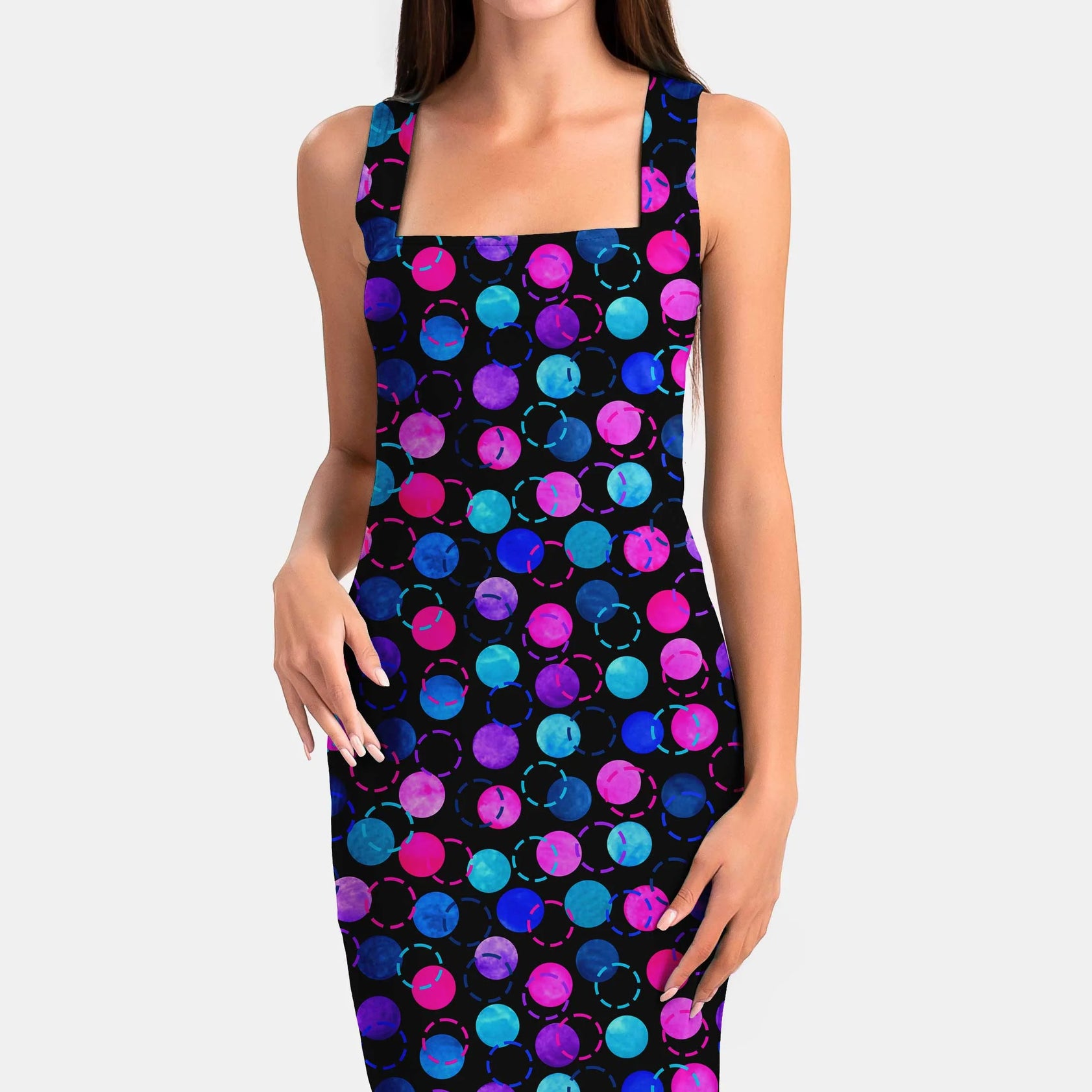 Painted Polka Dots And Dashed Circles Print Fabric