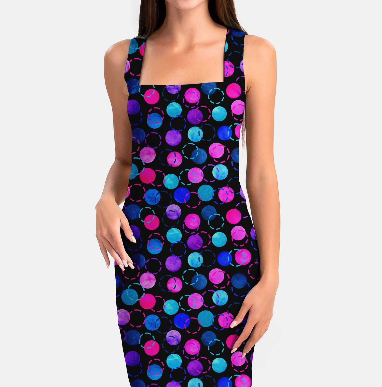 Painted Polka Dots And Dashed Circles Print Fabric