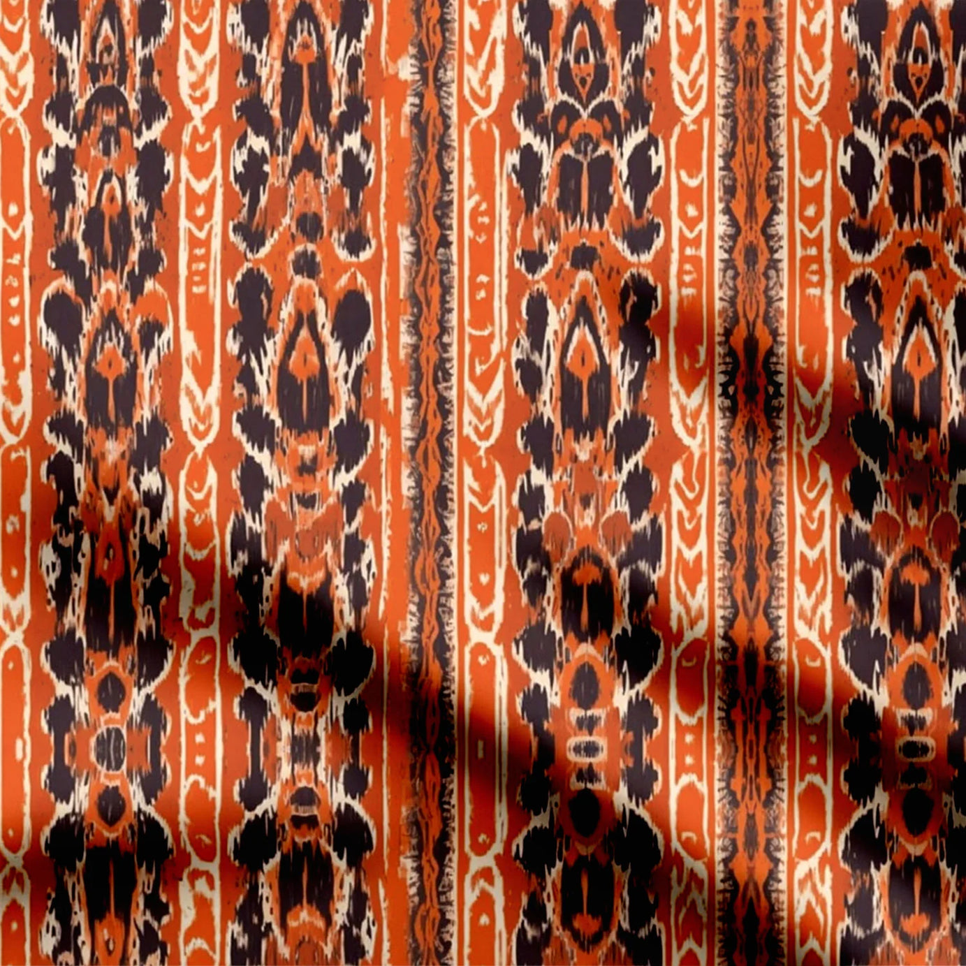 Orange Ikat Print Fabric