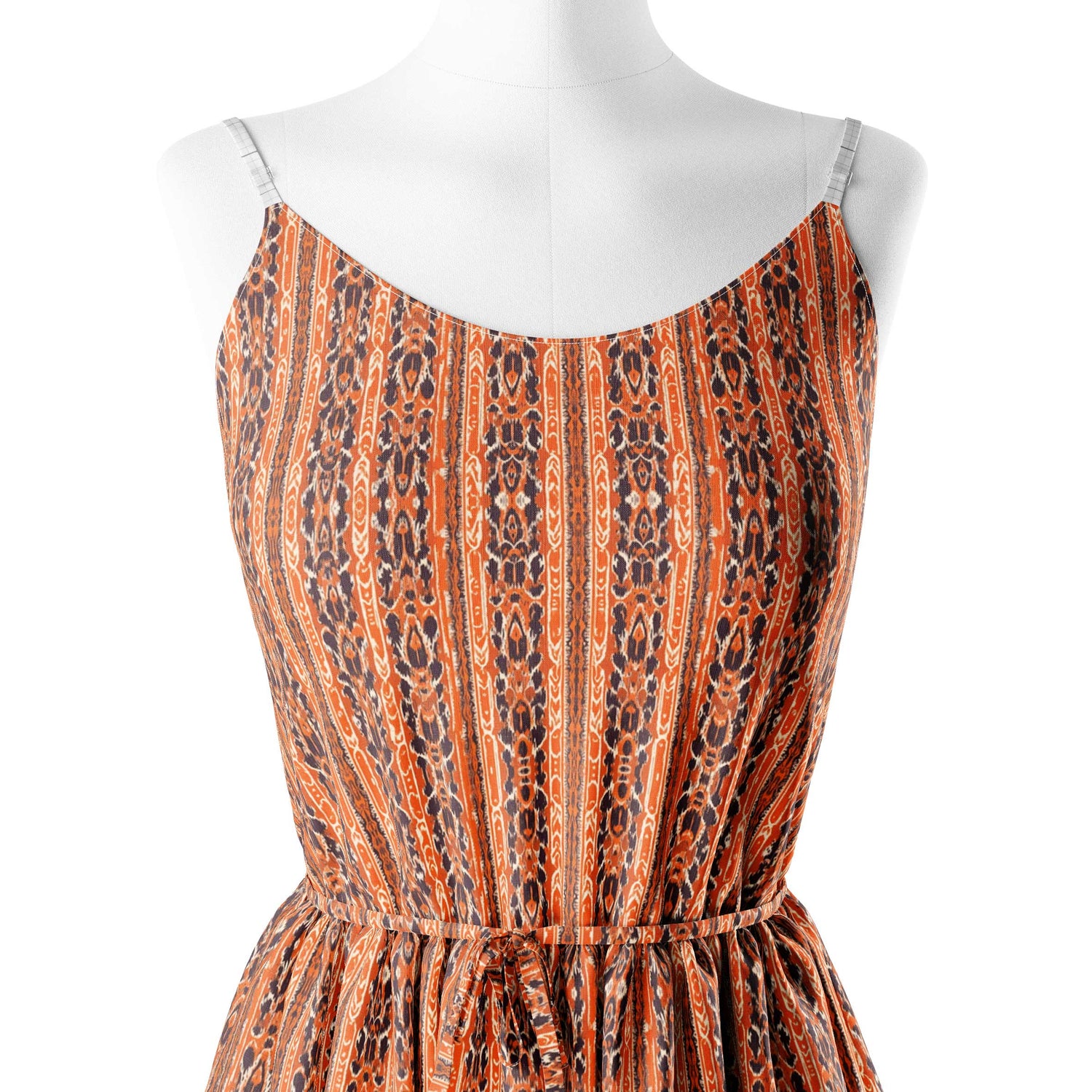 Orange Ikat Print Fabric