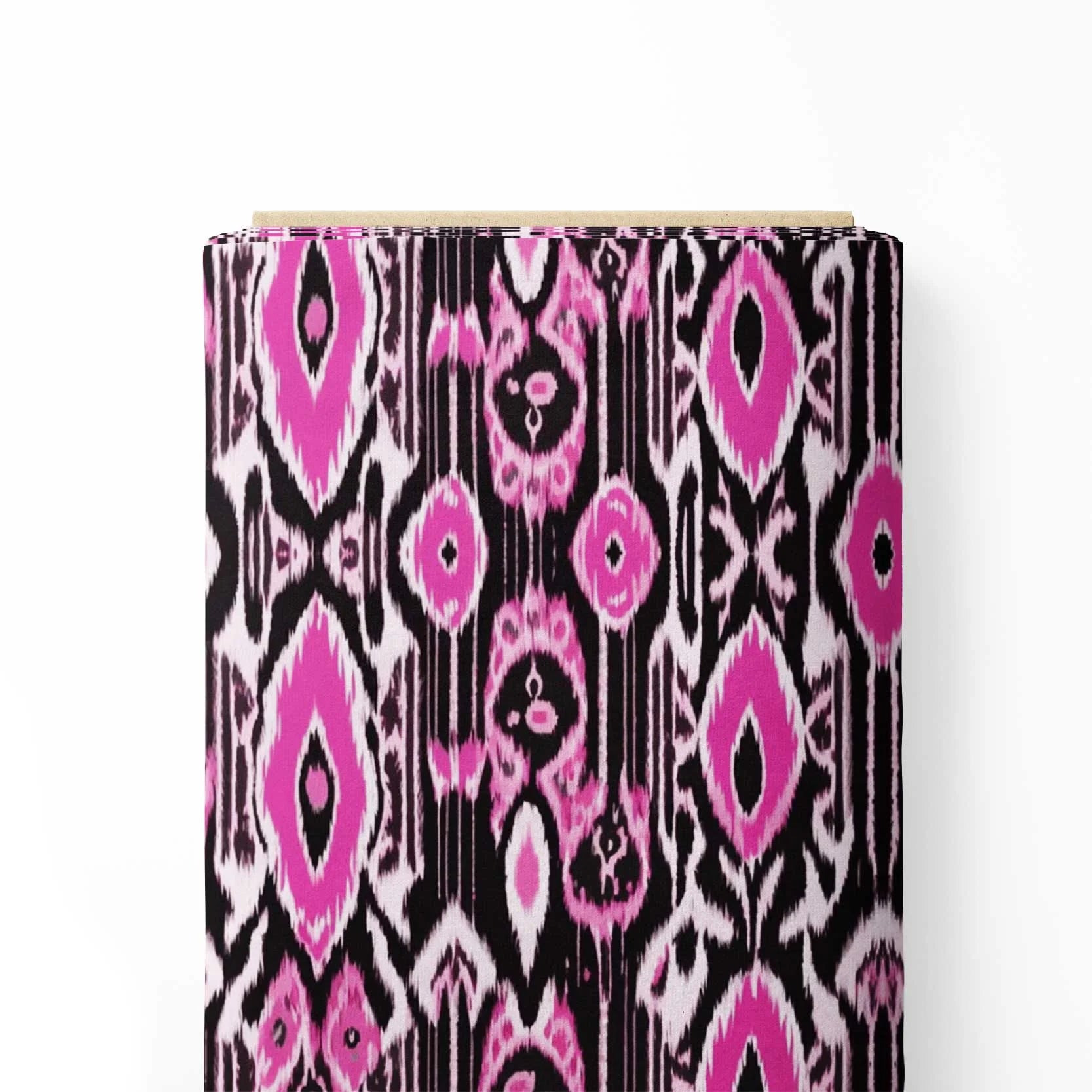 Ebony Pink Ikat Print Fabric