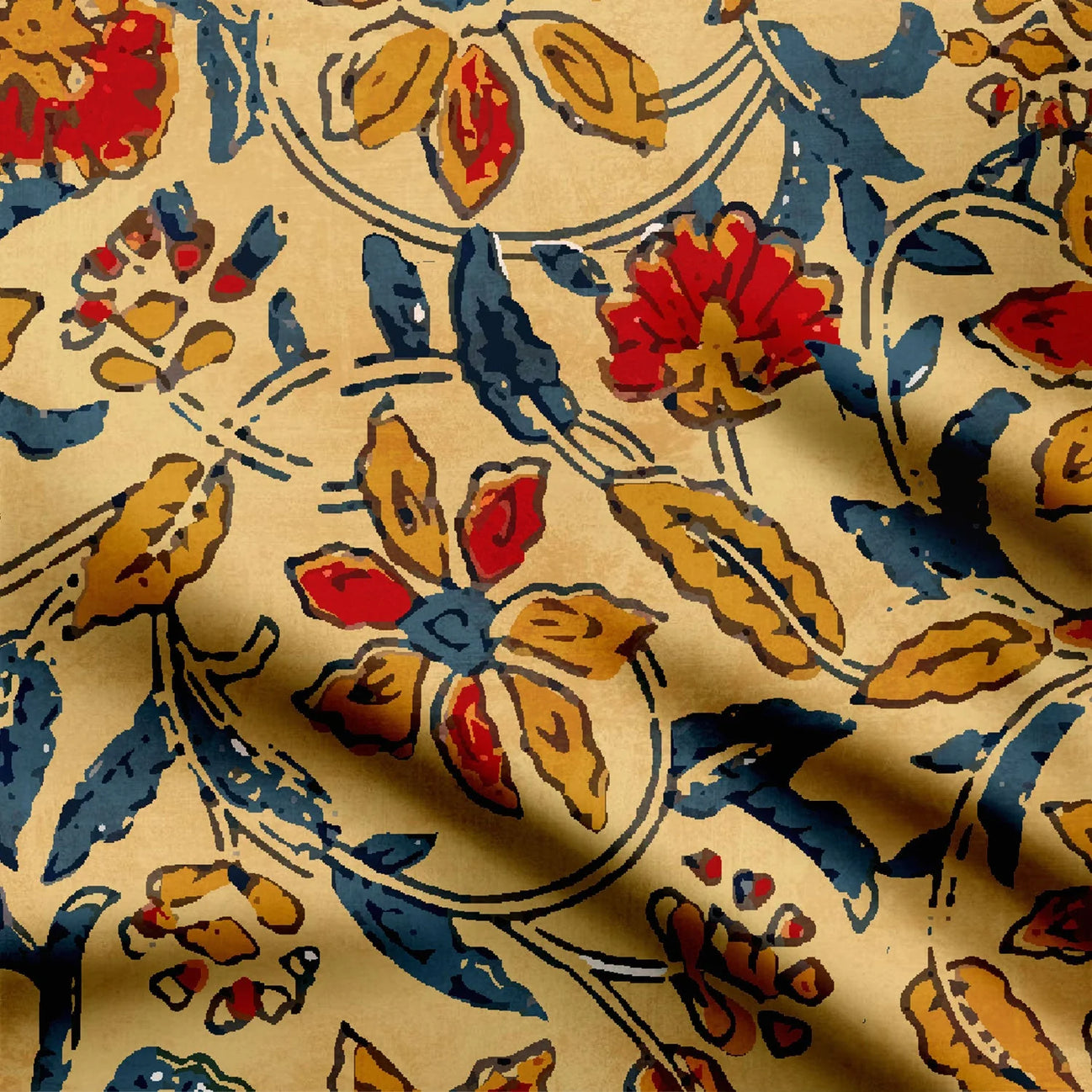 Floral Bagru Print Fabric