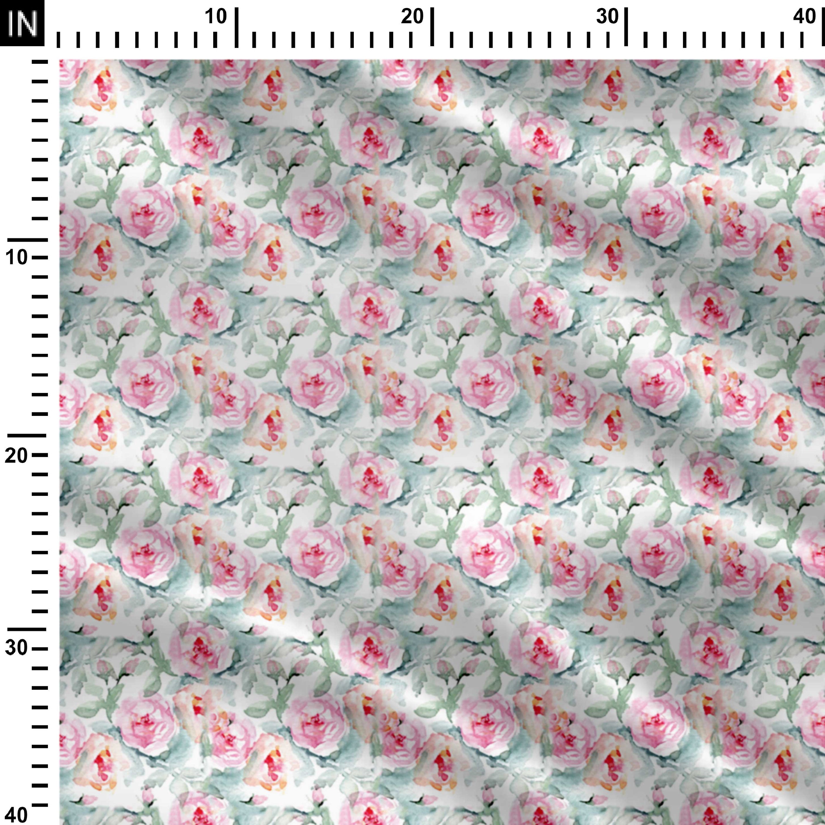 Water Rose Splashes Print Fabric