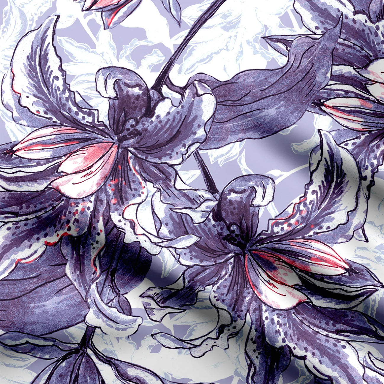 Rebecca Purple Lily Print Fabric