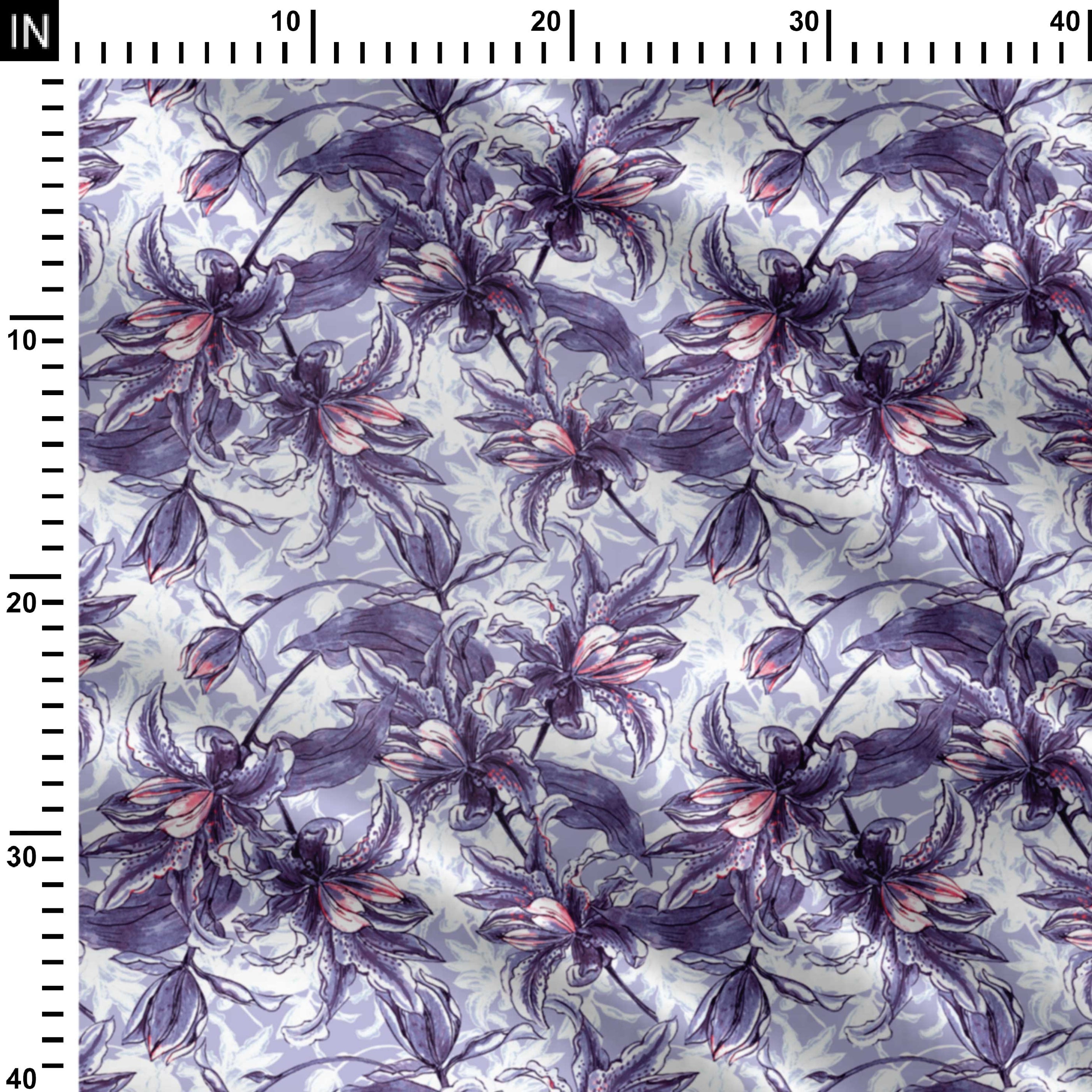 Rebecca Purple Lily Print Fabric