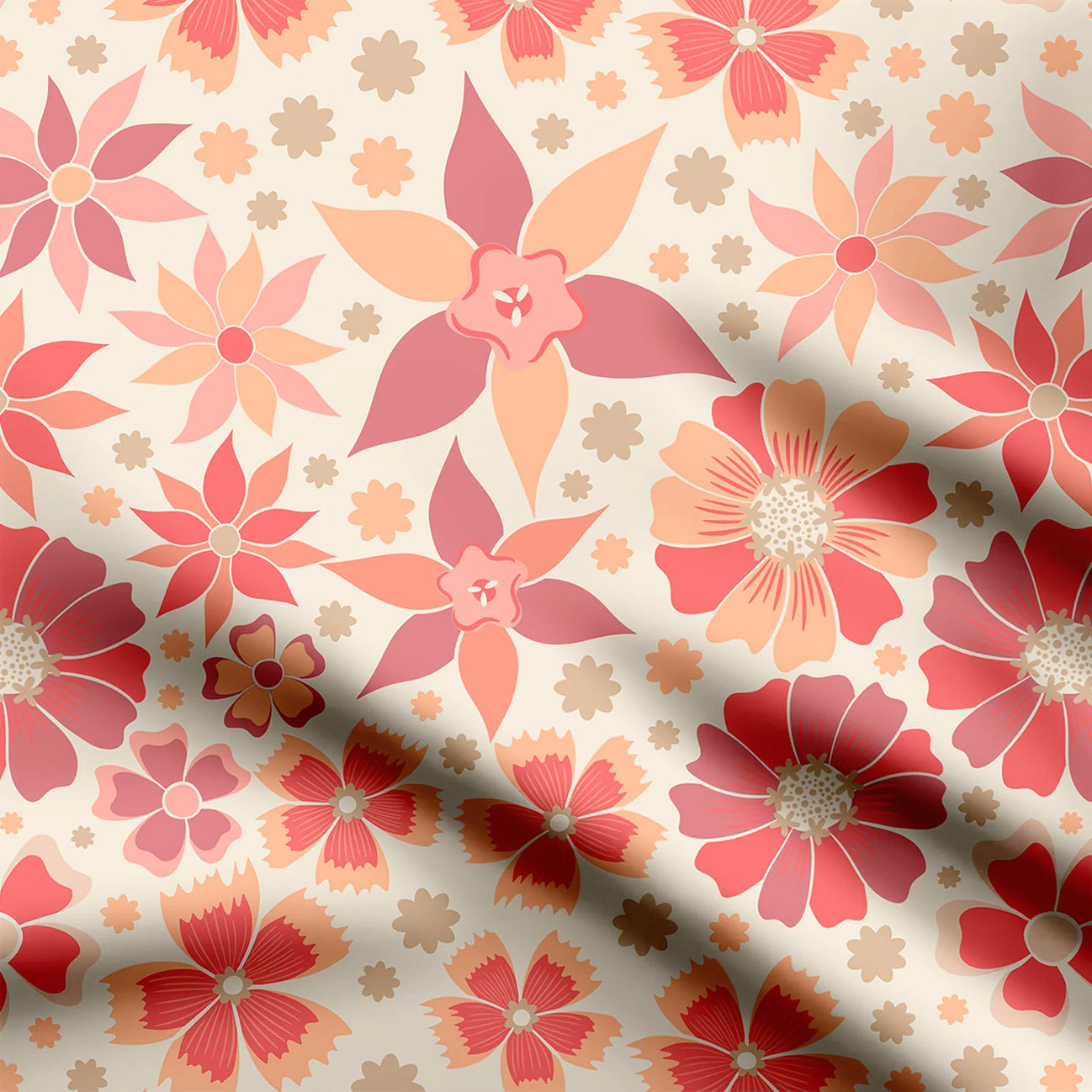 Peach fuzz flower blossom Print Fabric