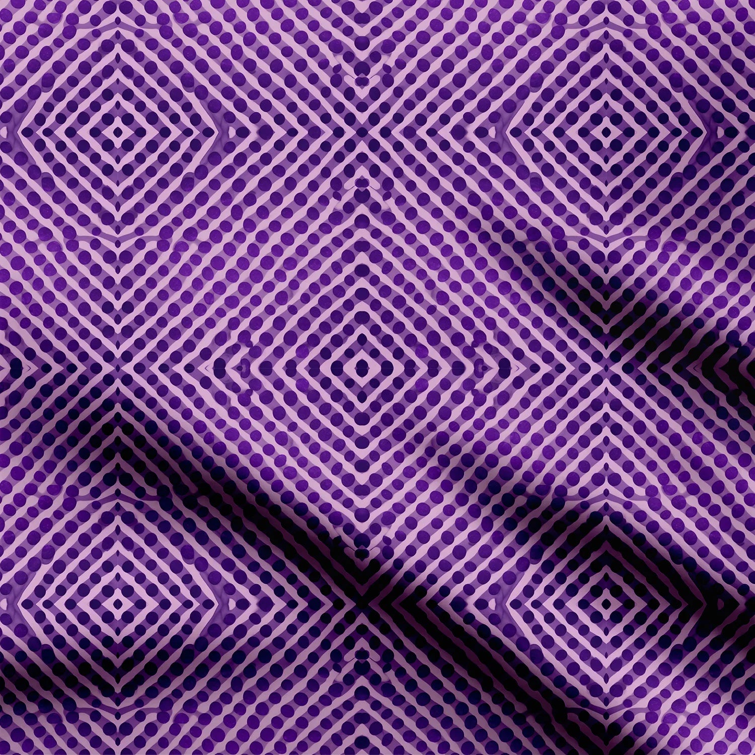 Purple Geo Dots Print Fabric