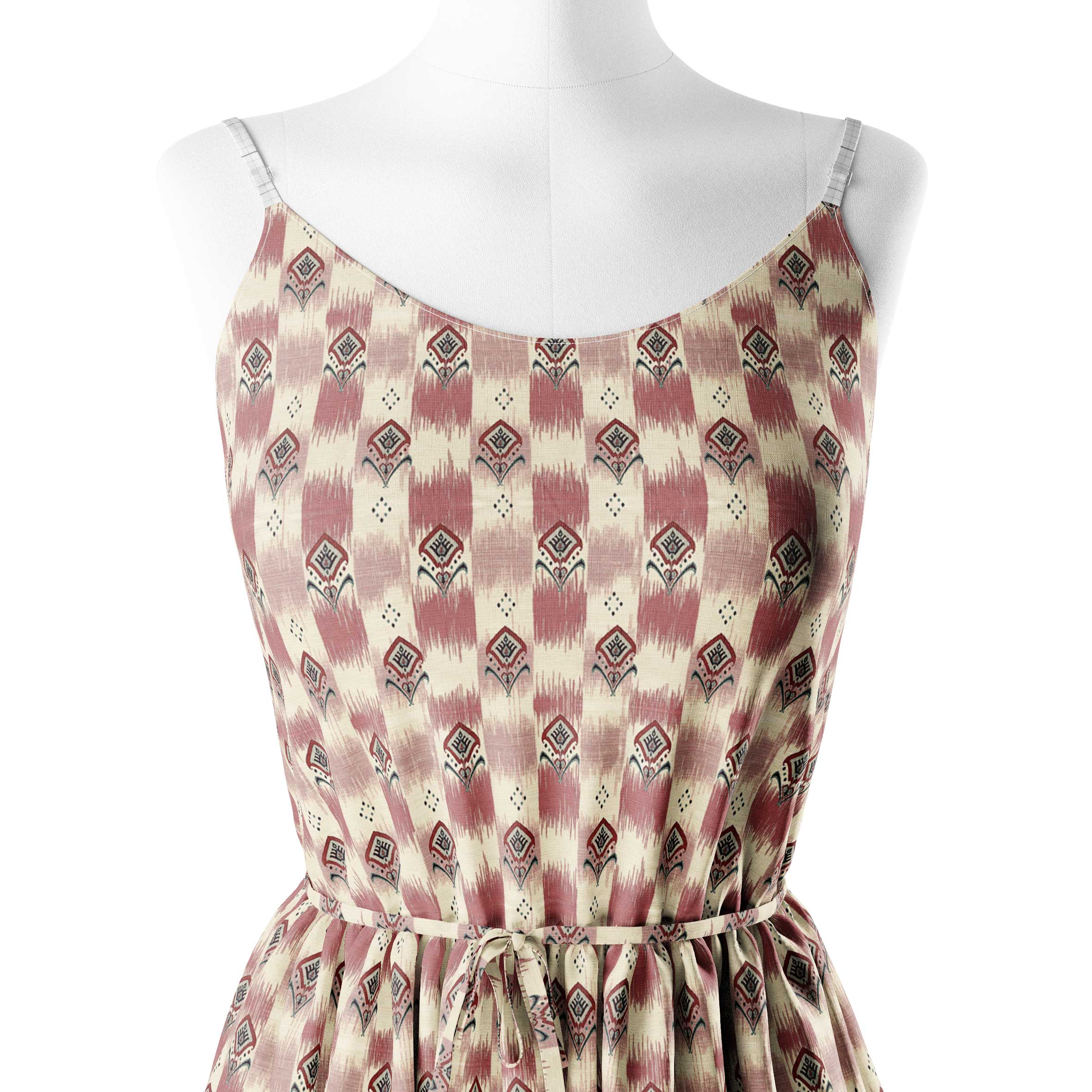 Moroccan Ruby Ikat Print Fabric