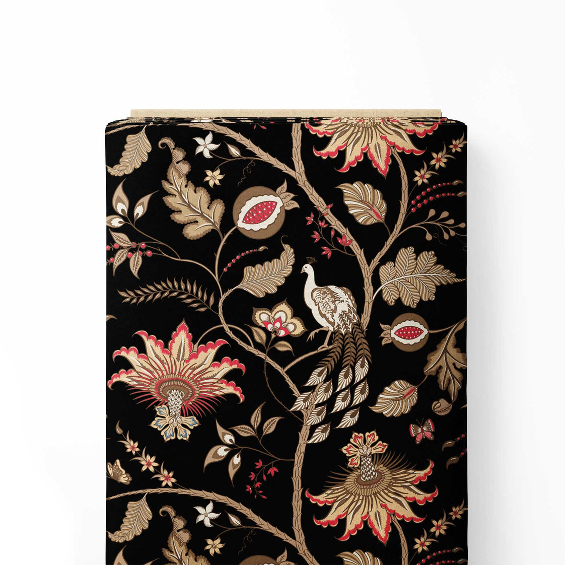 Indian floral Passion and peacock dark Print Fabric