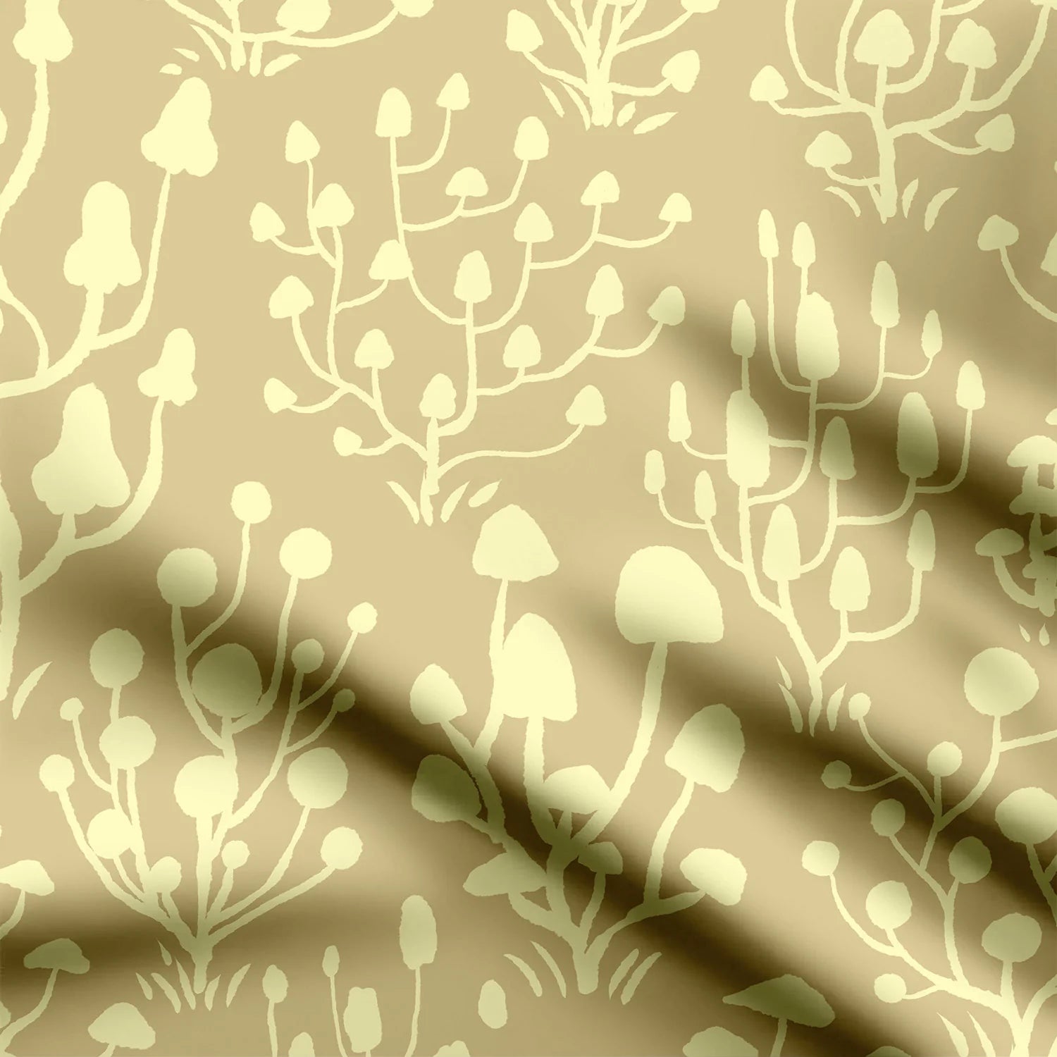 Tiny Mushroom Garden Print Fabric