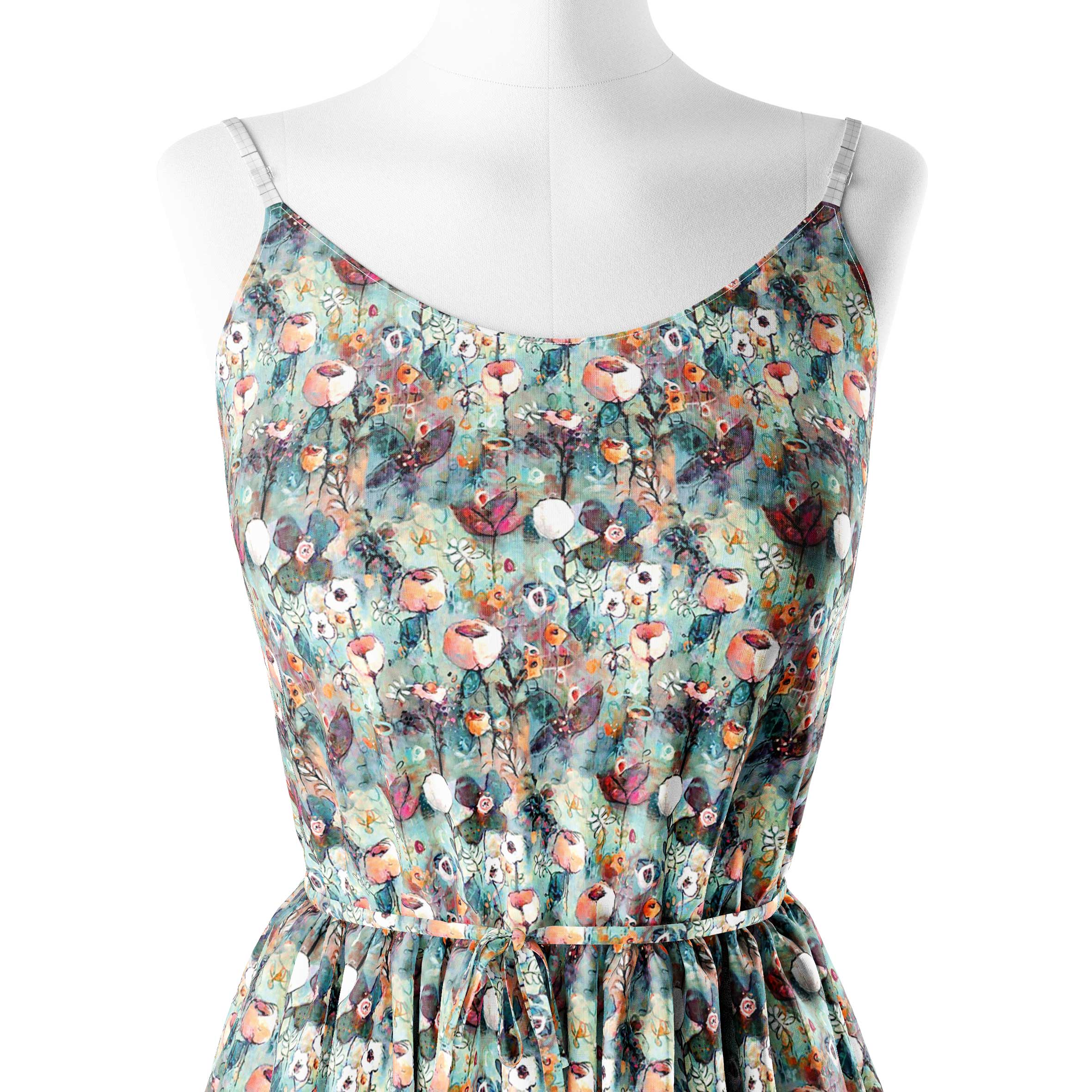 Floral Pastel Paint Print Fabric