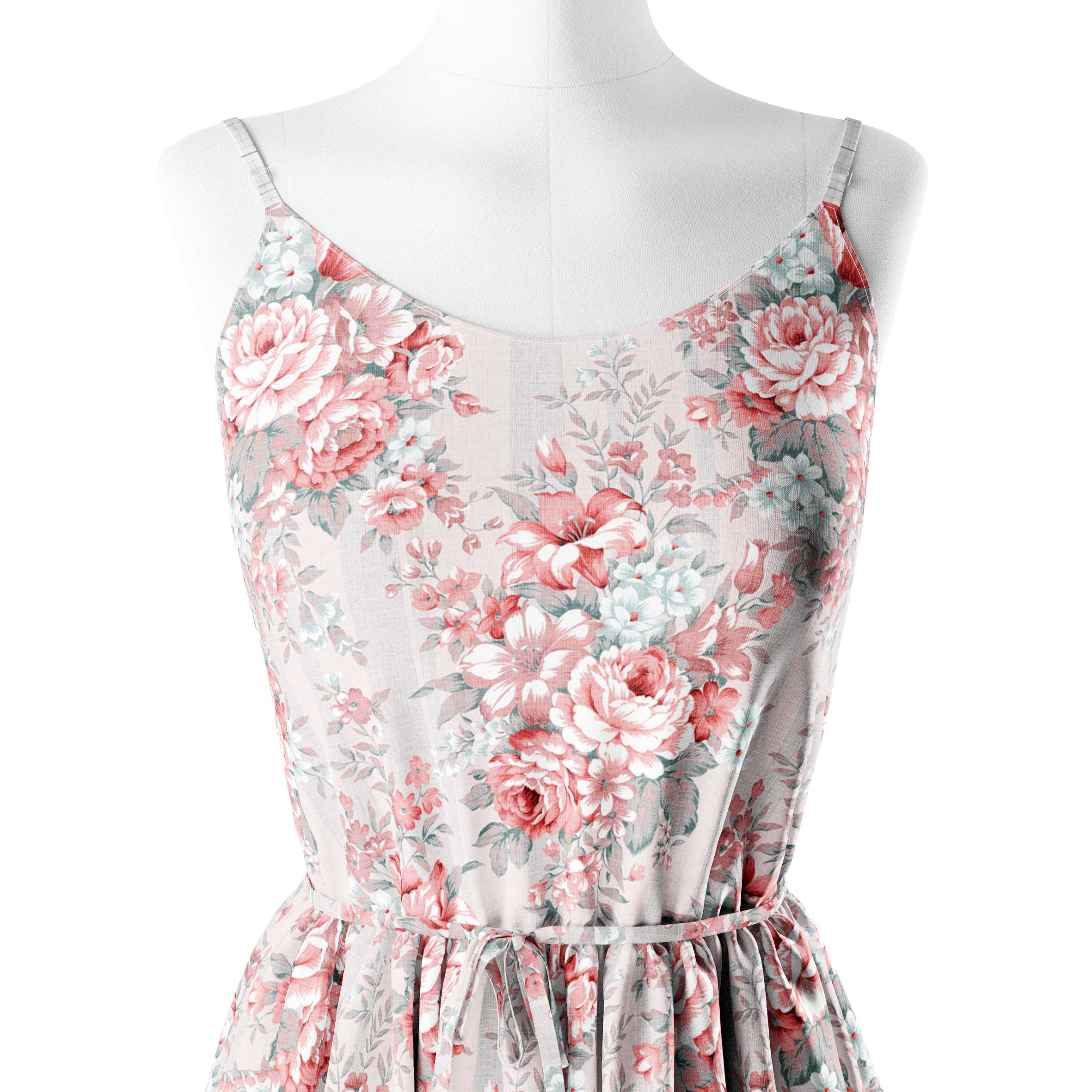 रोजा फ्लावर कॉर्नर प्रिंट फैब्रिक