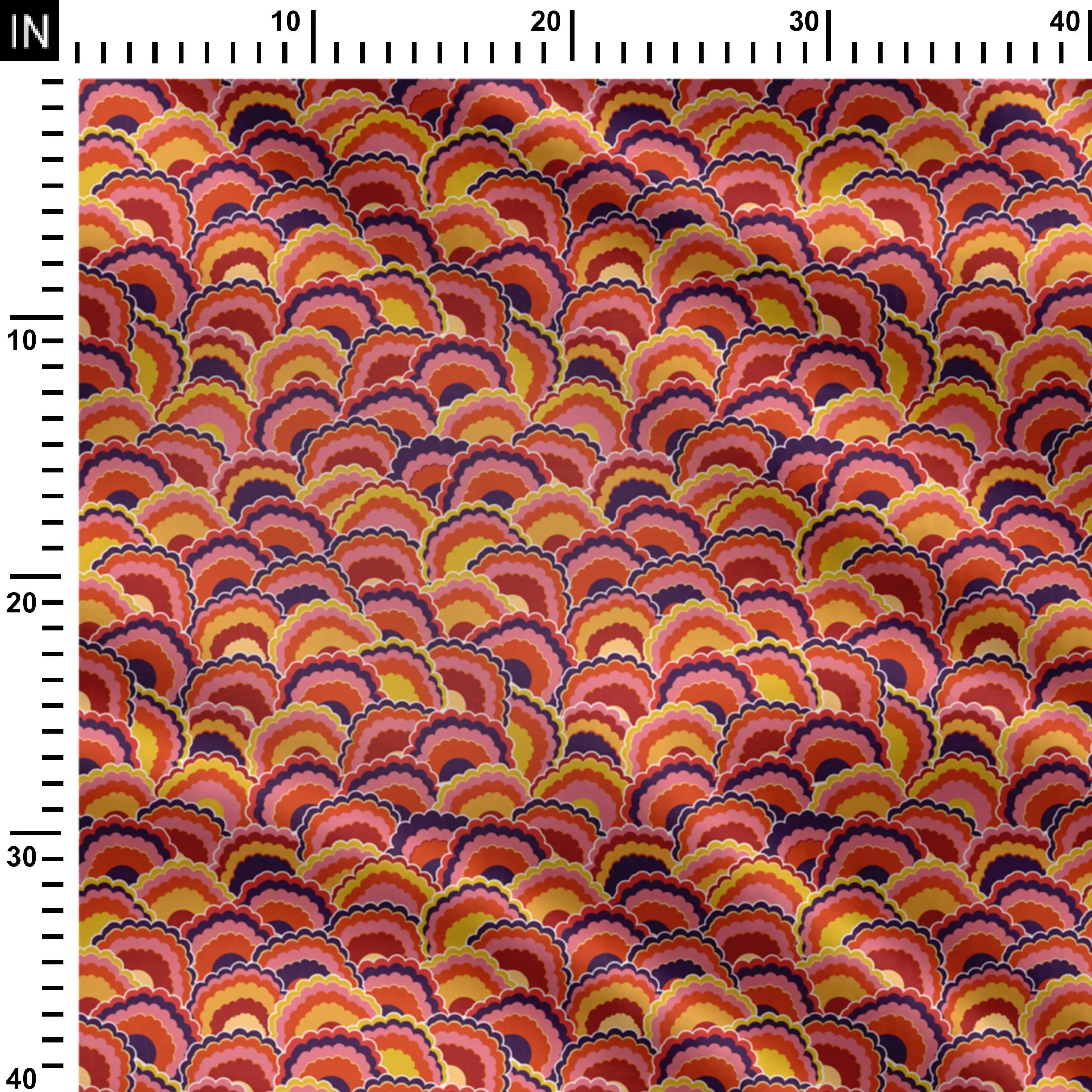 Retro Sunshine- Orange, yellow and pink Print Fabric